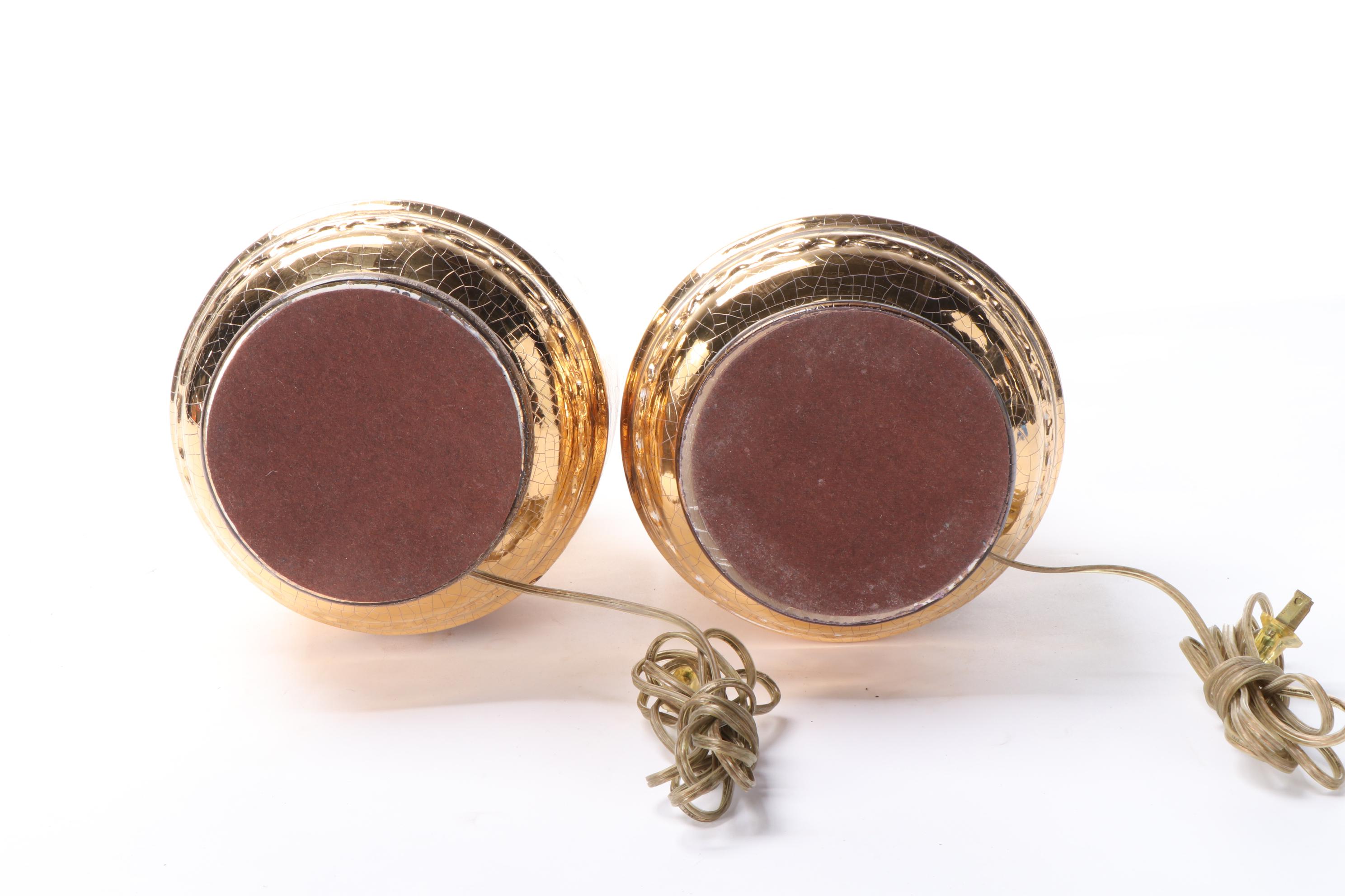 Westwood East Asian Style Ceramic Gilt Crackle Glaze Table Lamps