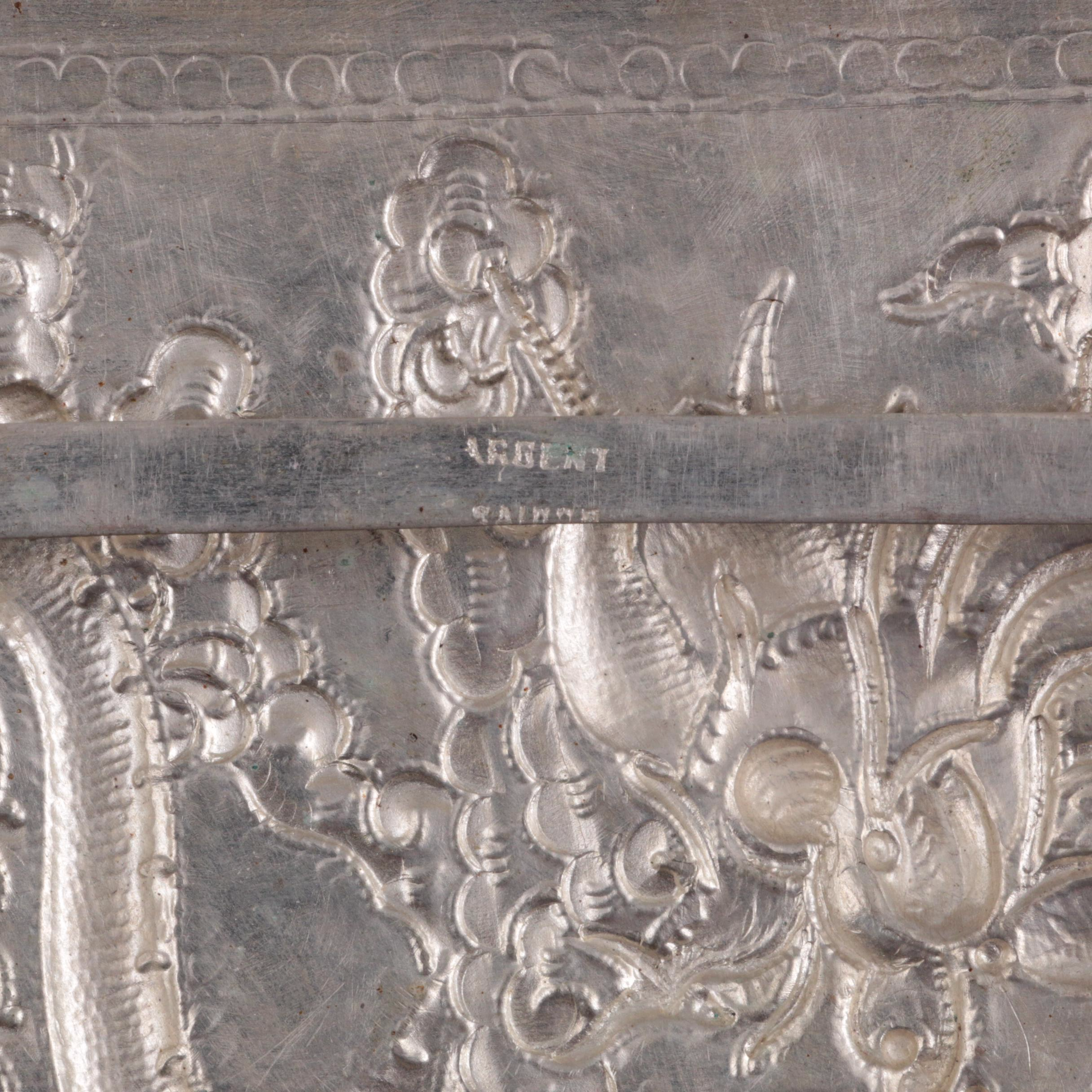 Chinese Export Silver Plate Repoussé Dragon Cigarette Case, Mid-20th Century