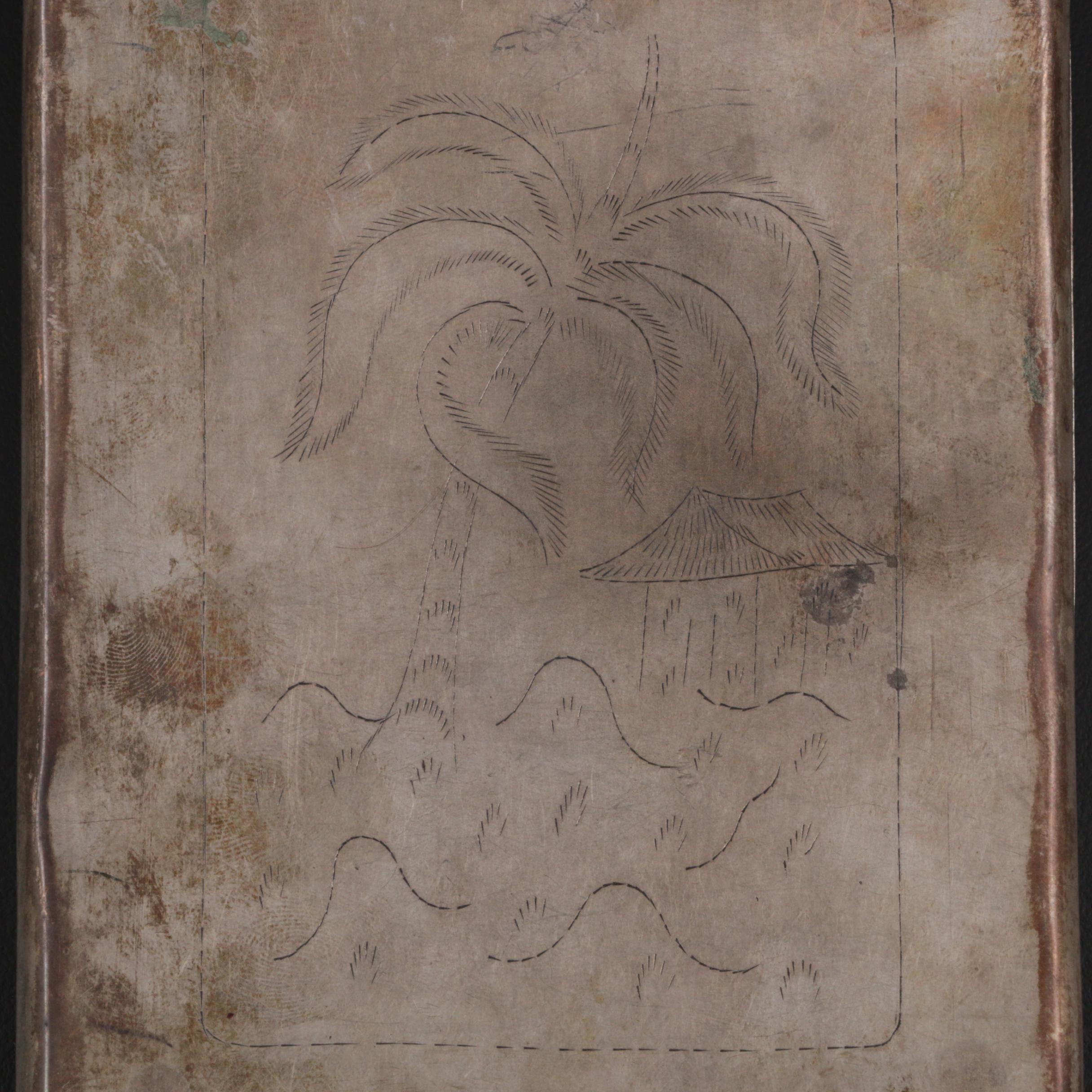 Chinese Export Silver Plate Repoussé Dragon Cigarette Case, Mid-20th Century