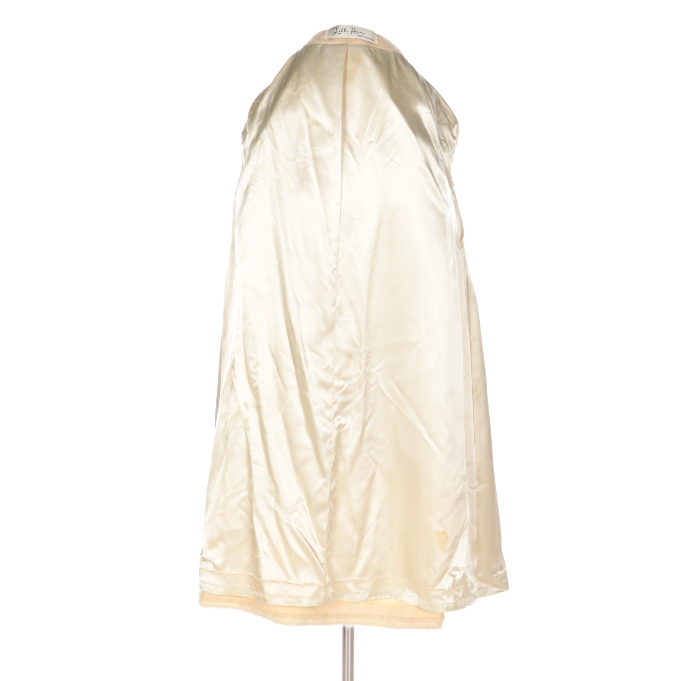 Lilli Ann Three-Quarter Sleeve French Mohair Embellished Swing Coat, 1960s