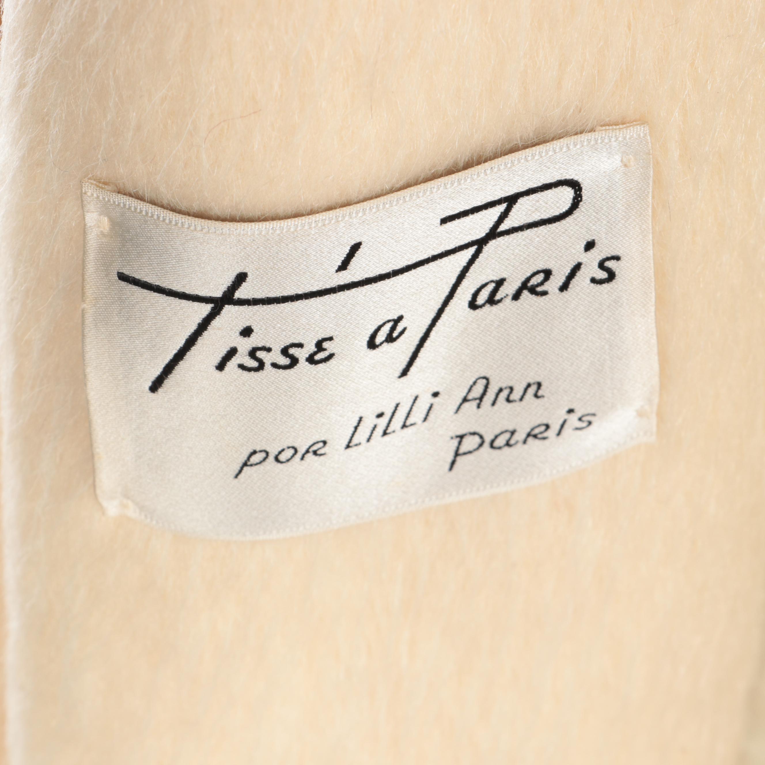 Lilli Ann Three-Quarter Sleeve French Mohair Embellished Swing Coat, 1960s