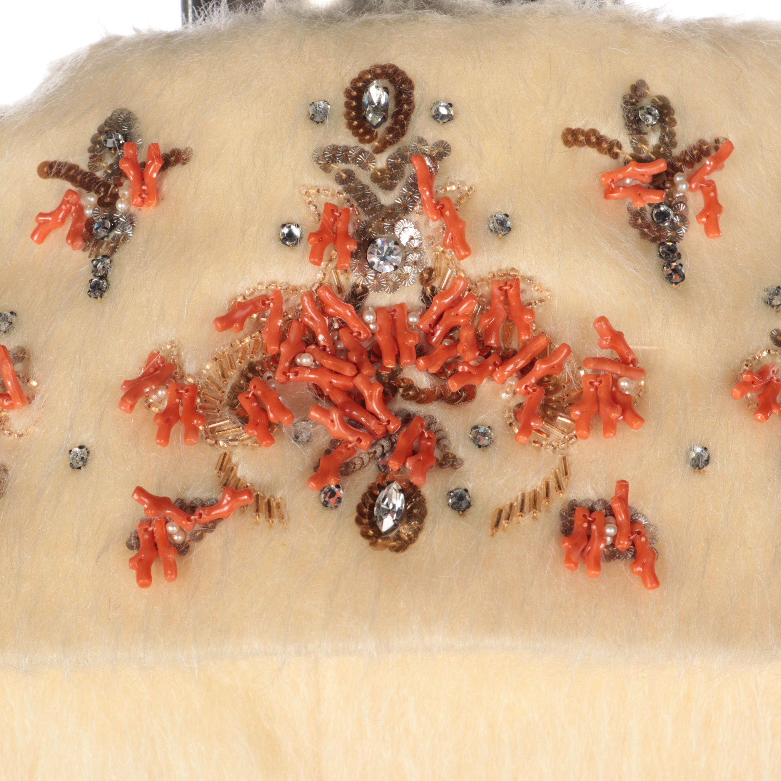 Lilli Ann Three-Quarter Sleeve French Mohair Embellished Swing Coat, 1960s