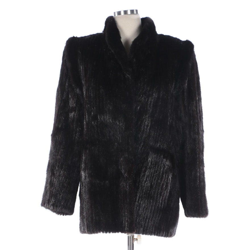 Ranch Mink Fur Jacket with Stand Collar