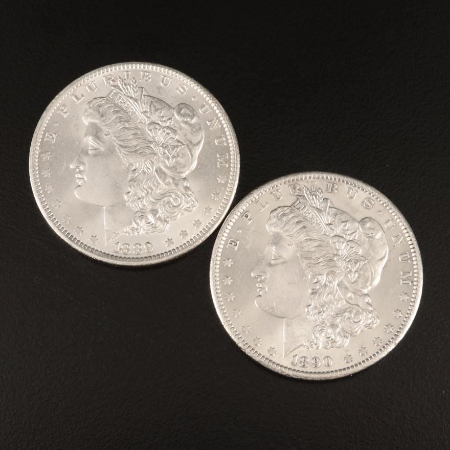 1889 and 1890 Morgan Silver Dollars