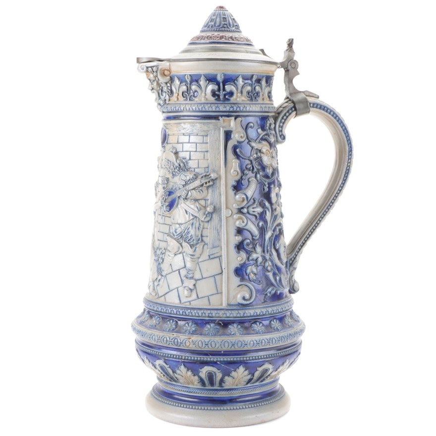 Gerz German Stoneware Westerwald Style Pitcher, Early 20th Century