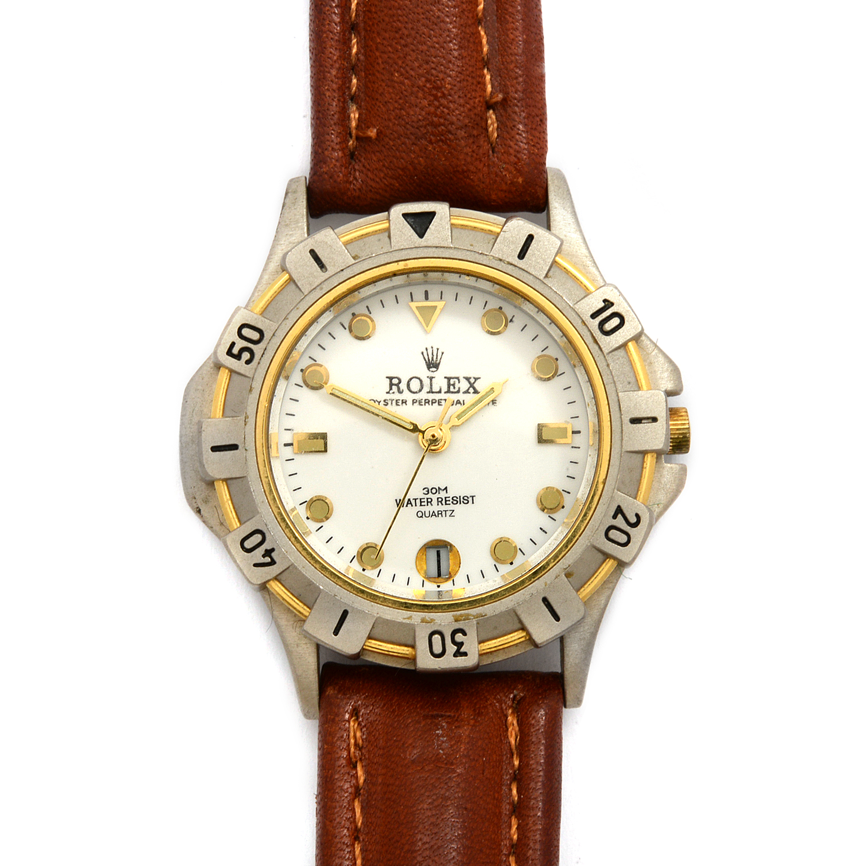 Rolex Stainless Steel and Leather Band