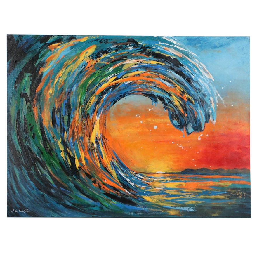 Farshad Lanjani Acrylic Painting "The Big Wave"