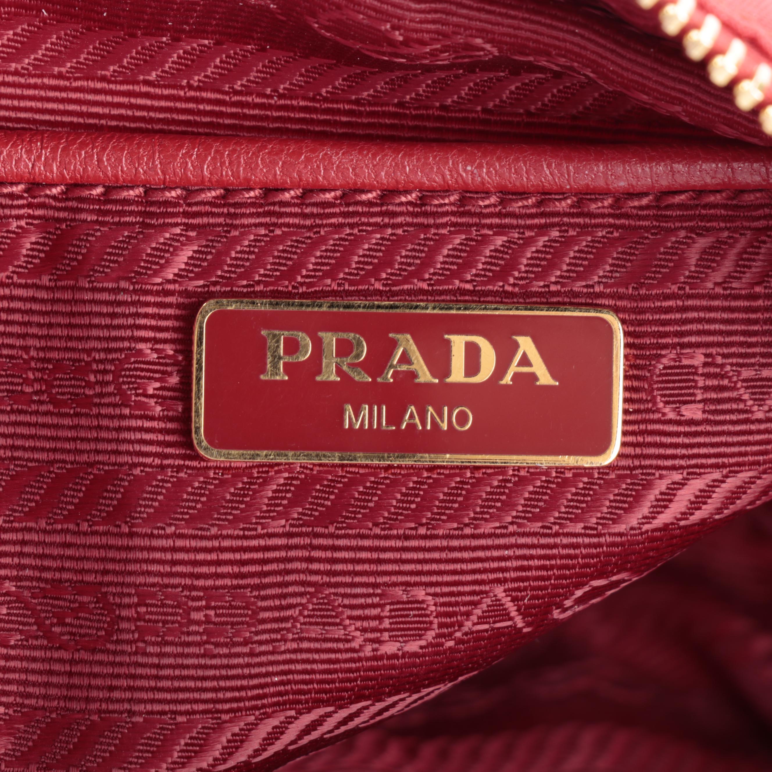 Prada Bow Red Nylon Tessuto Camera Crossbody