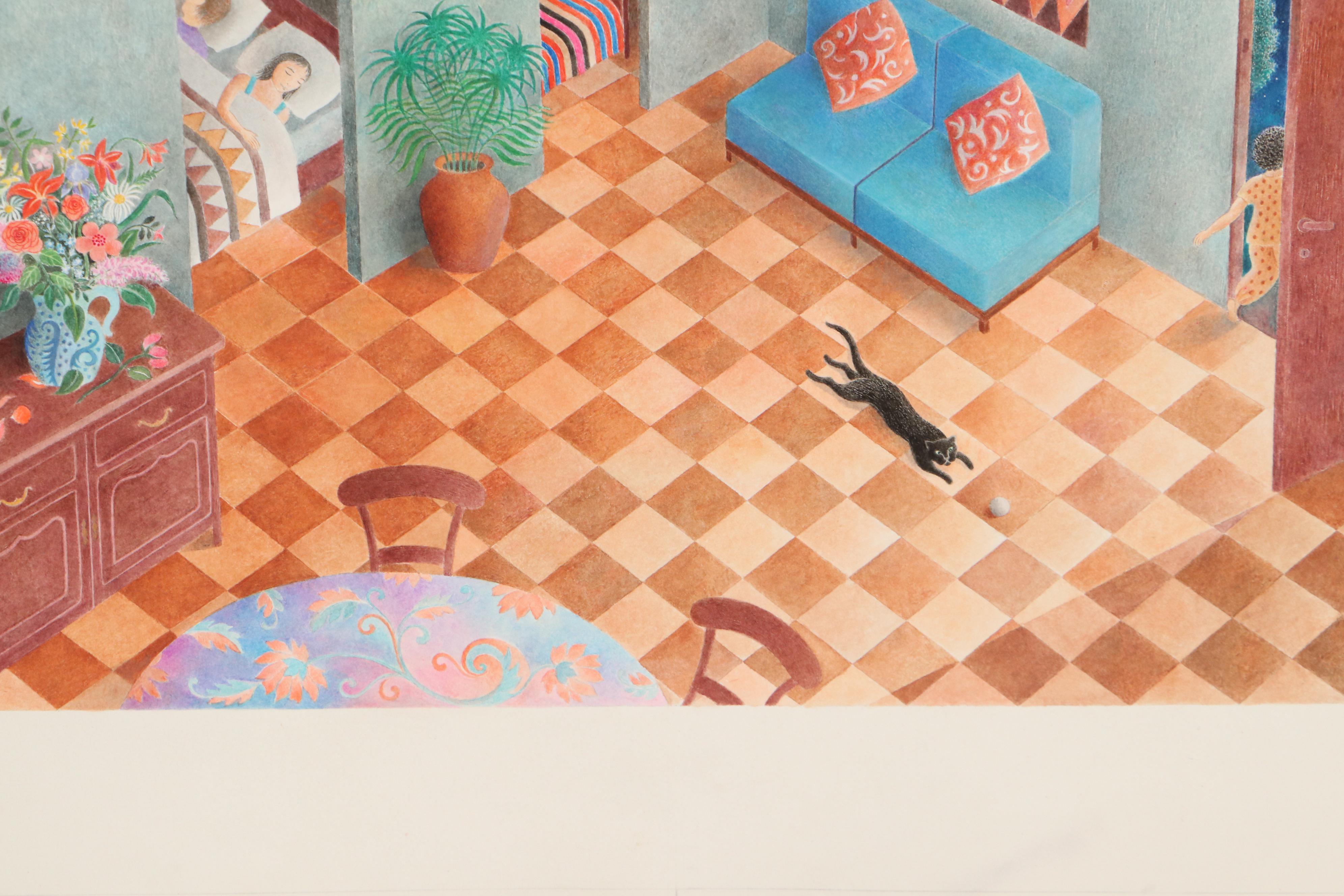 Beatriz Vidal Colored Pencil Illustration of Interior Scene