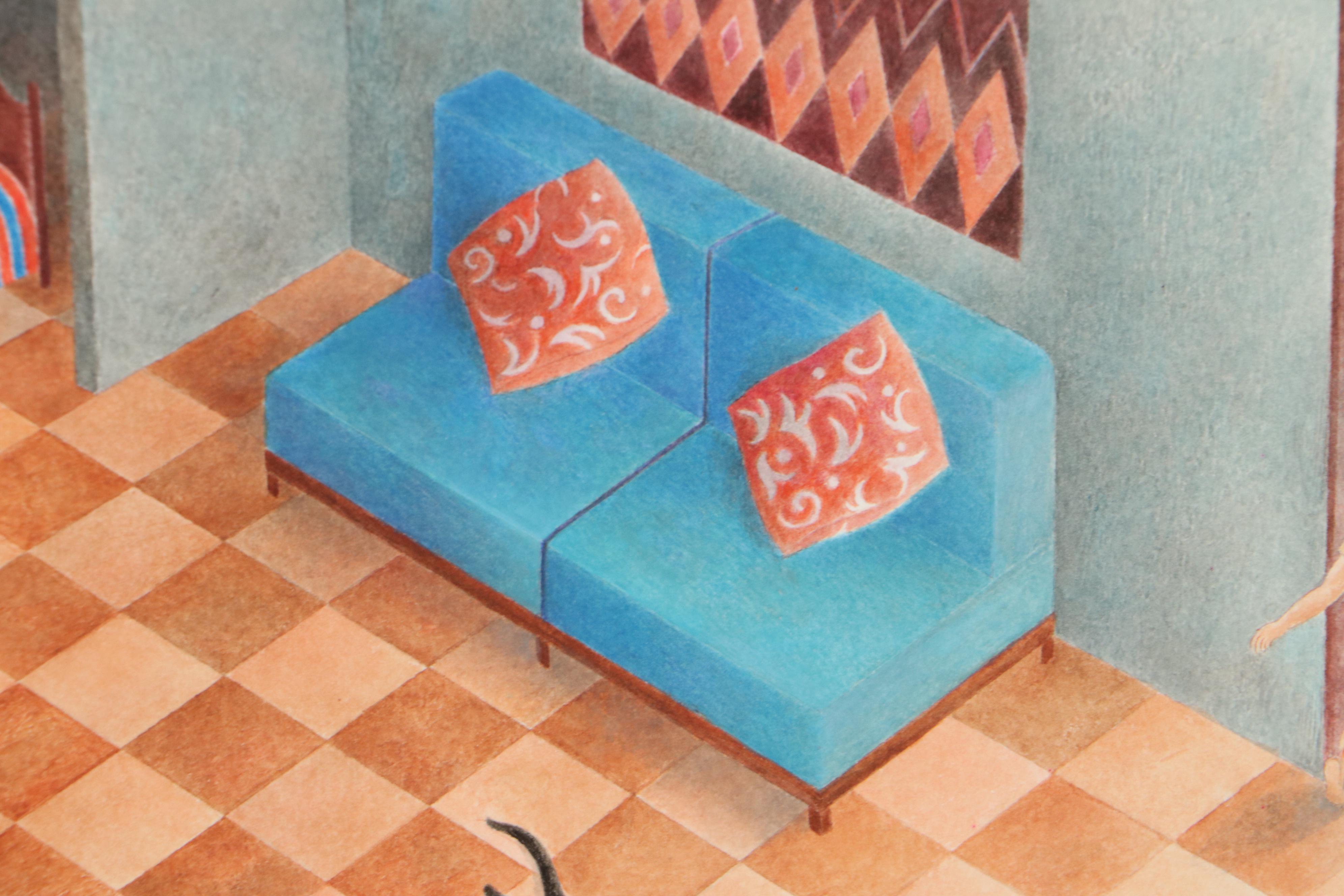 Beatriz Vidal Colored Pencil Illustration of Interior Scene