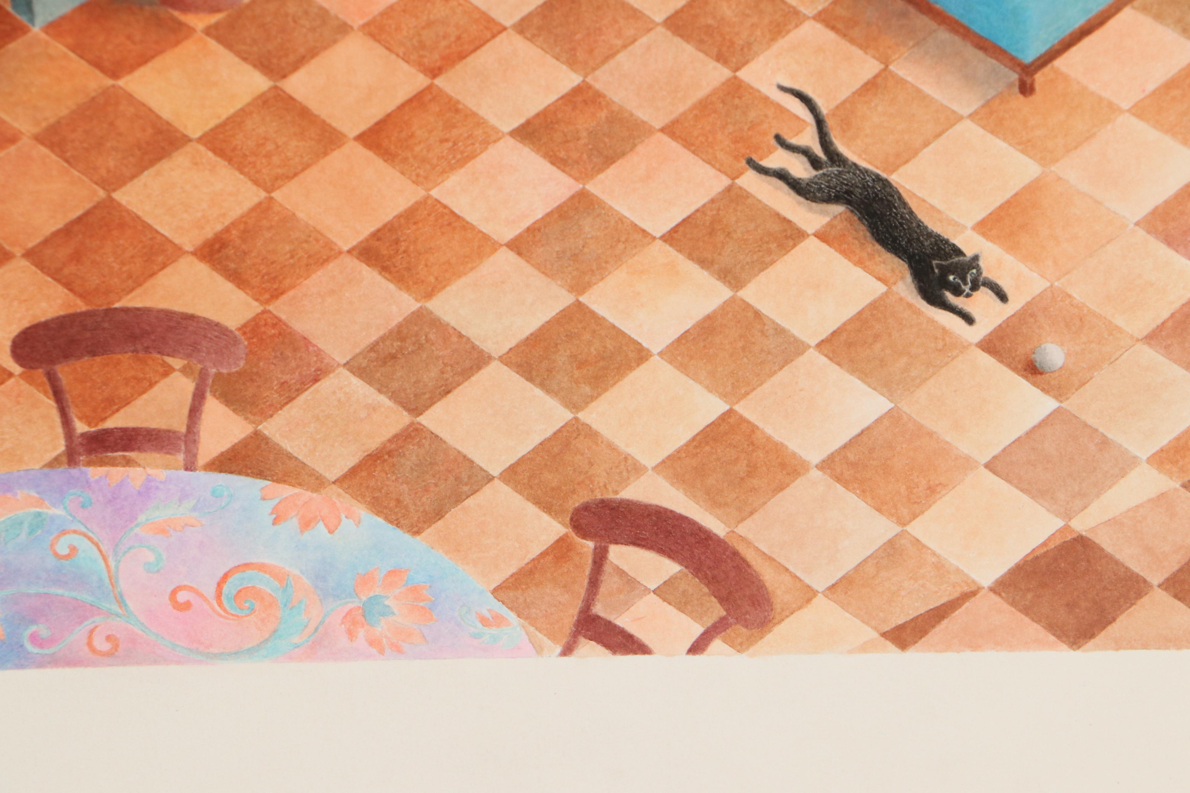 Beatriz Vidal Colored Pencil Illustration of Interior Scene