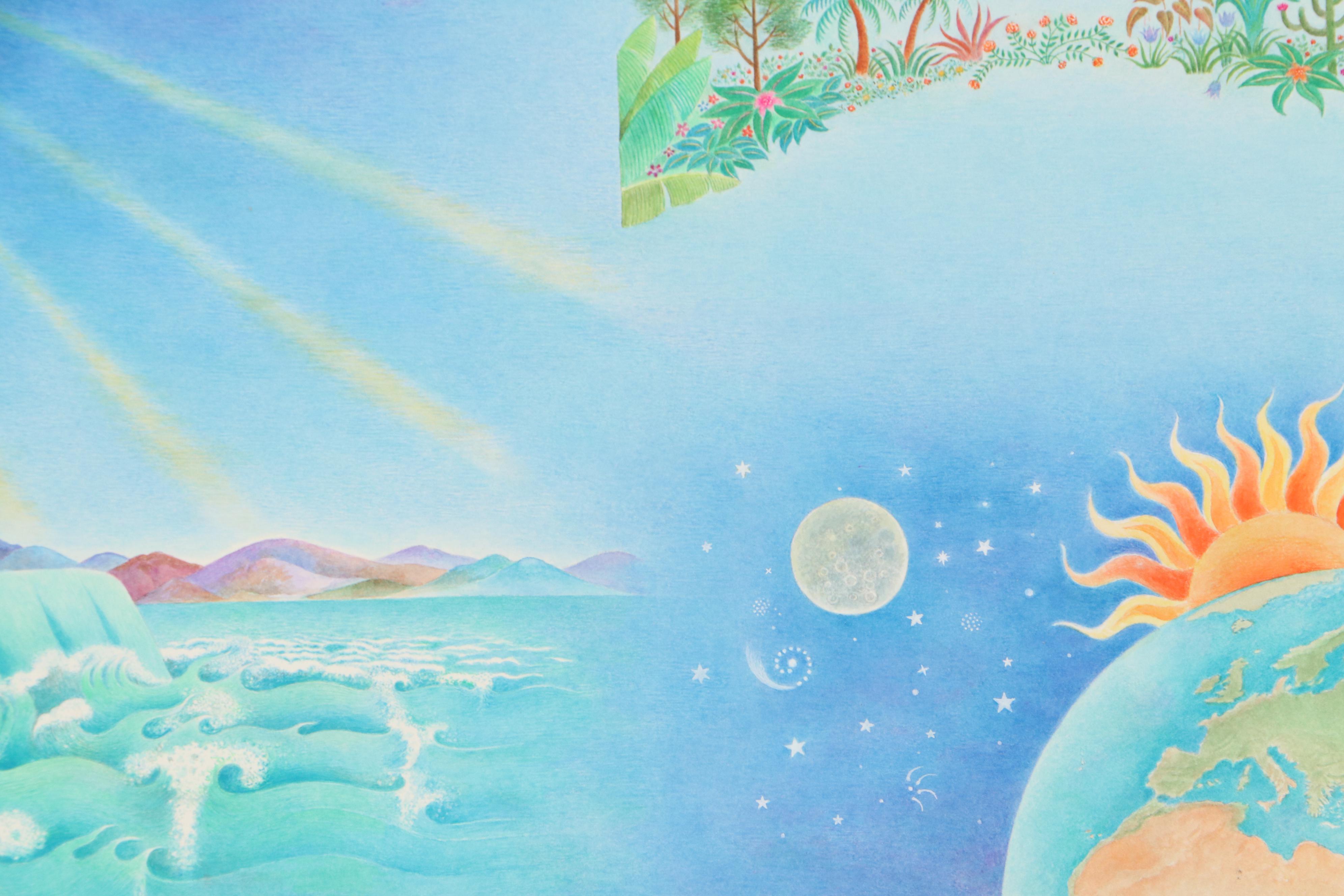 Beatriz Vidal Abstract Colored Pencil Illustration of Sea and Sky