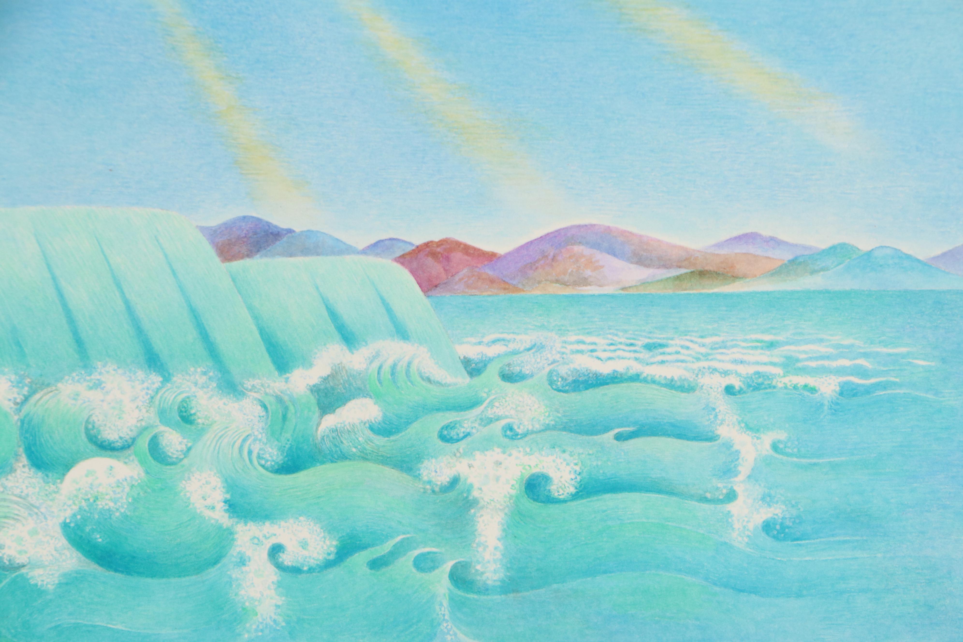 Beatriz Vidal Abstract Colored Pencil Illustration of Sea and Sky