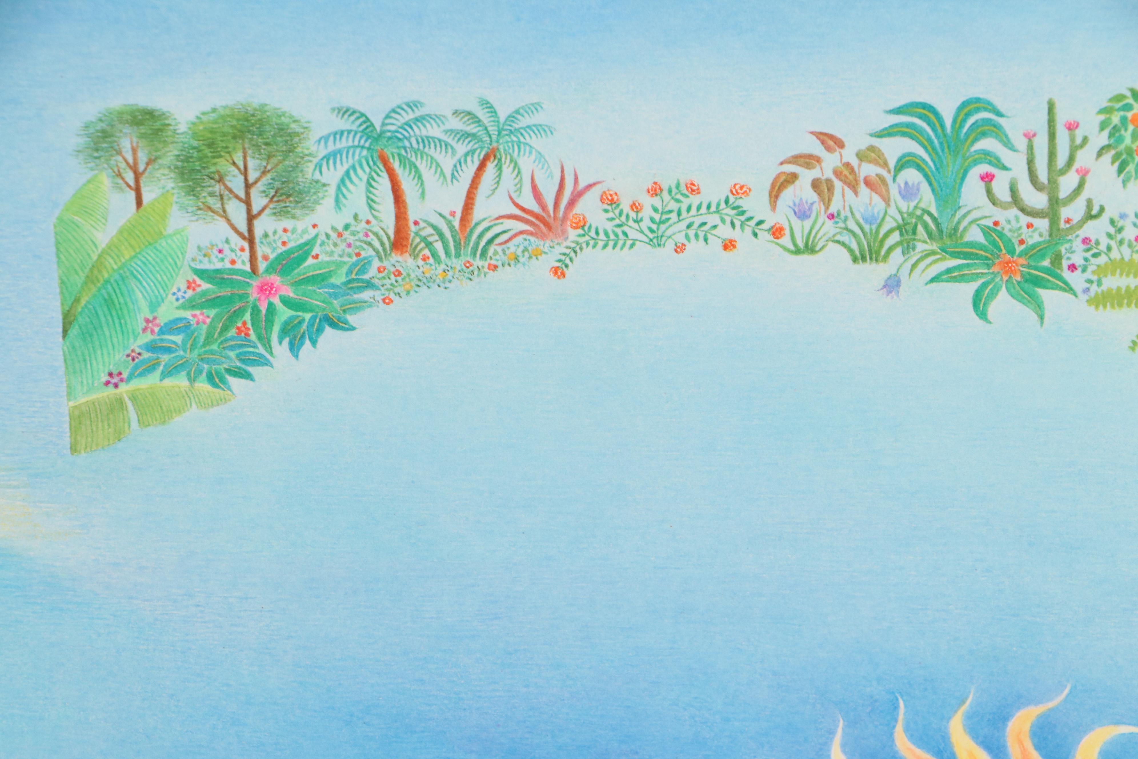 Beatriz Vidal Abstract Colored Pencil Illustration of Sea and Sky