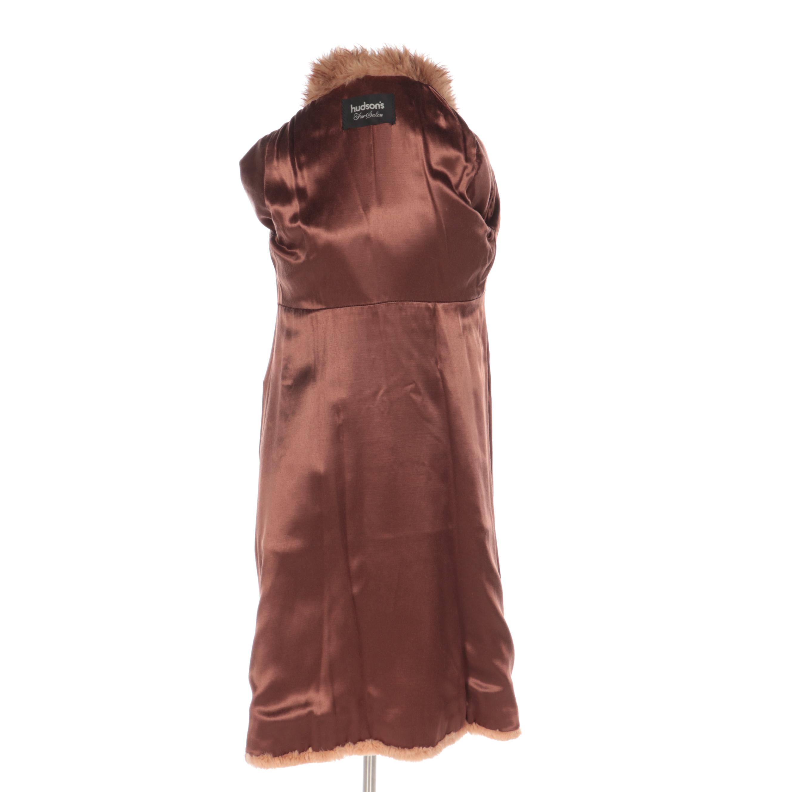 Sheared Guanaco Fur Belted Coat with Guanaco Fur Notch Collar
