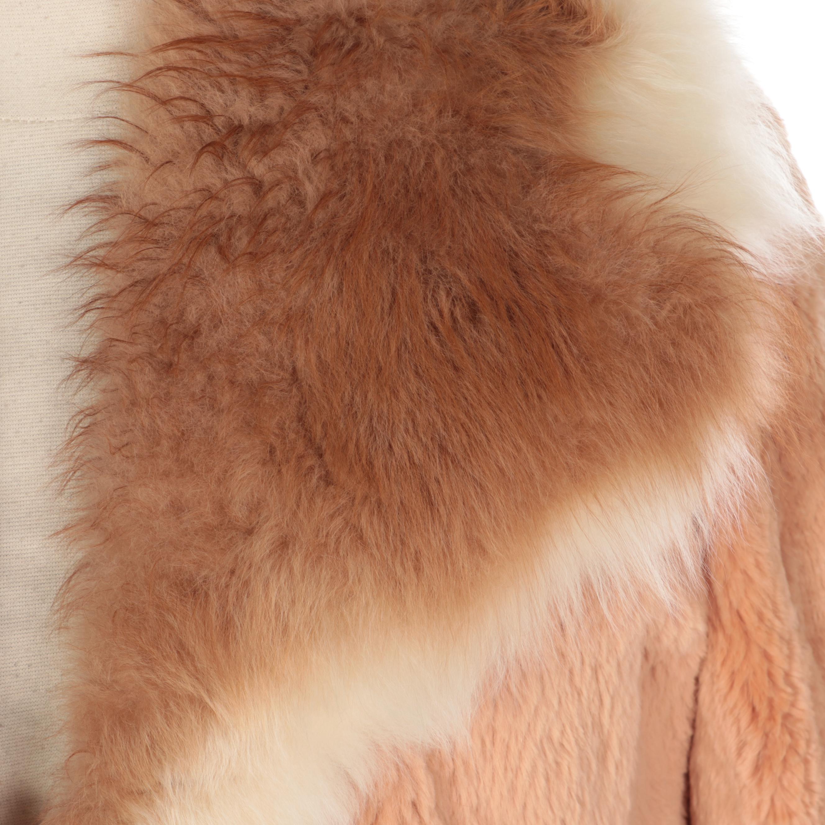 Sheared Guanaco Fur Belted Coat with Guanaco Fur Notch Collar