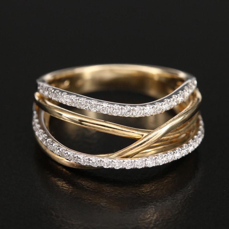 14K 0.40 CTW Diamond Crossover Ring