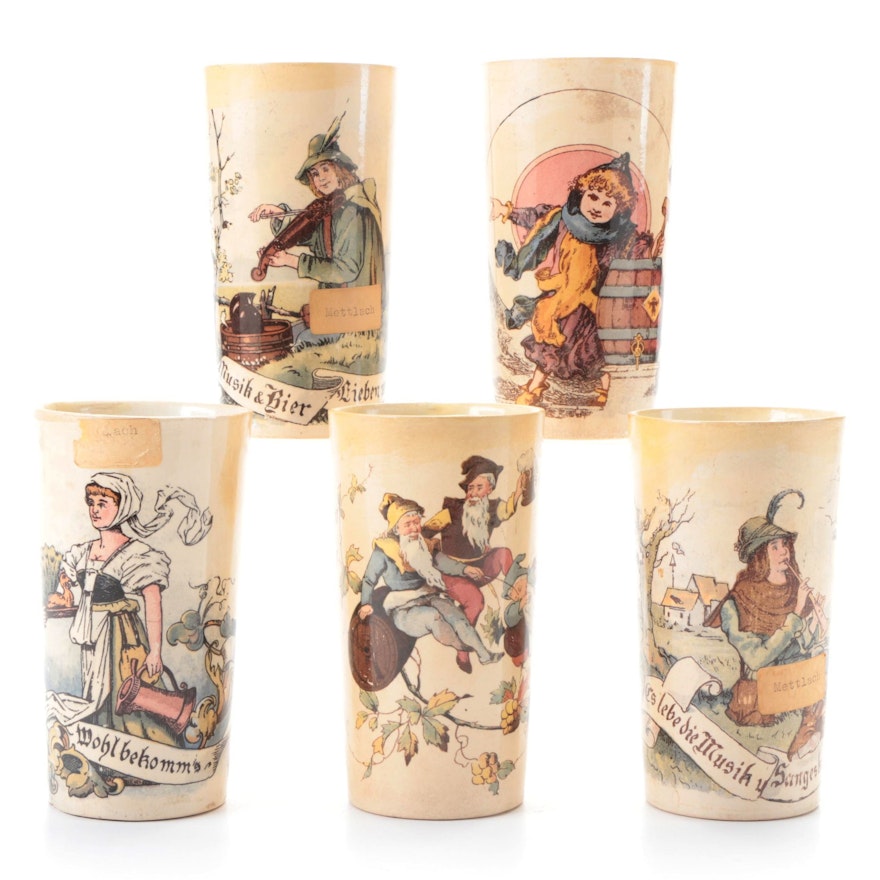 Villeroy & Boch Mettlach Earthenware Beer Tumblers, Late 19th to Early 20th C.