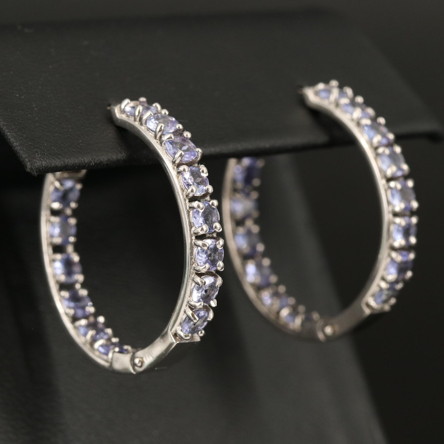 Sterling Tanzanite Inside-Out Hoop Earrings