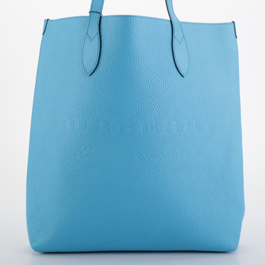 Burberry Remington Blue Grained Leather Tote Bag