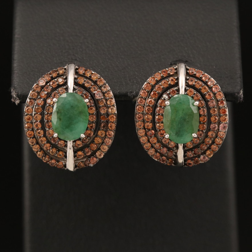 Sterling Emerald and Sapphire Earrings