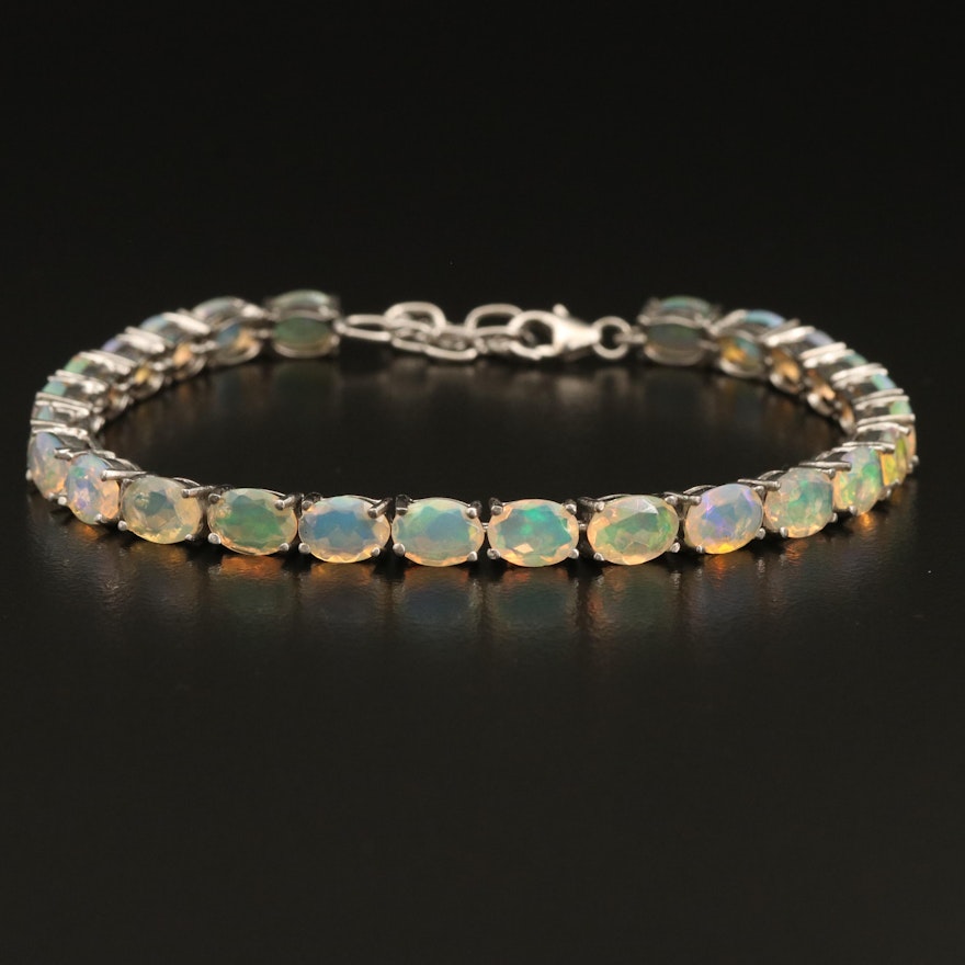 Sterling Opal Line Bracelet