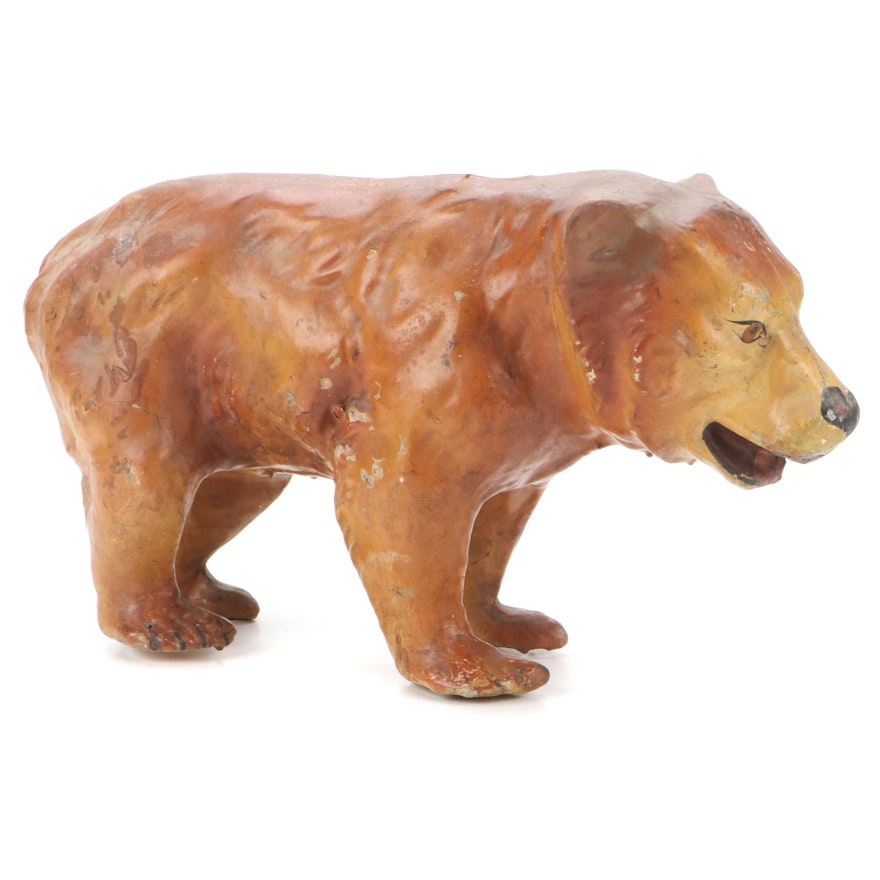 Hand-Painted Composite Bear Figurine, Late 19th/ Early 20th Century