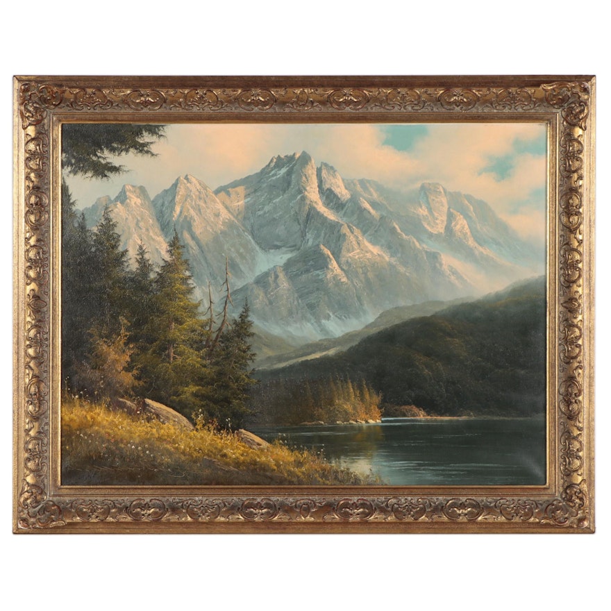 Ludwig Munninger Alpine Landscape Oil Painting