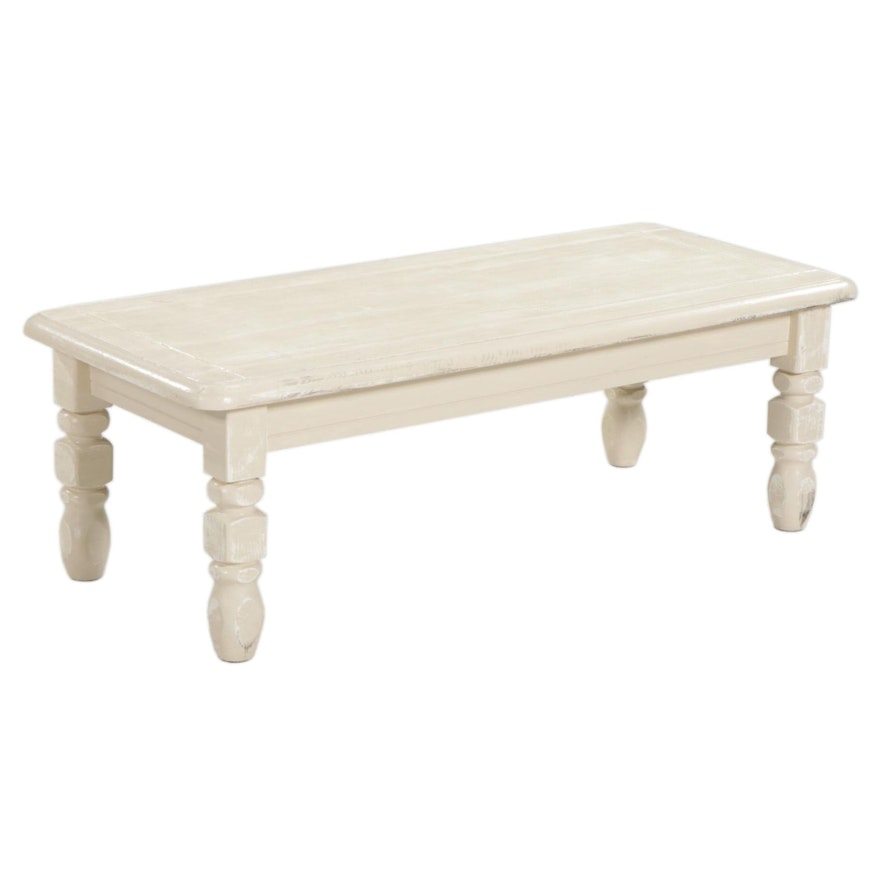 White-Painted Wooden Coffee Table, Early to Mid 20th Century