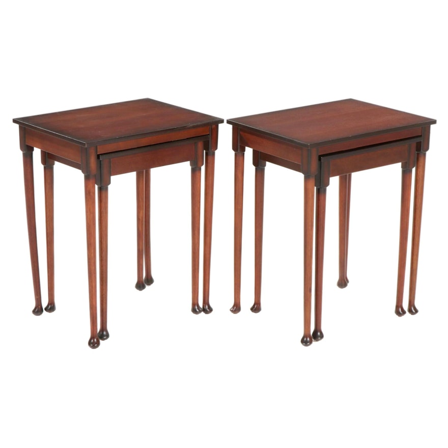 Two Sets of Bombay Company Mahogany-Stained Nesting Tables