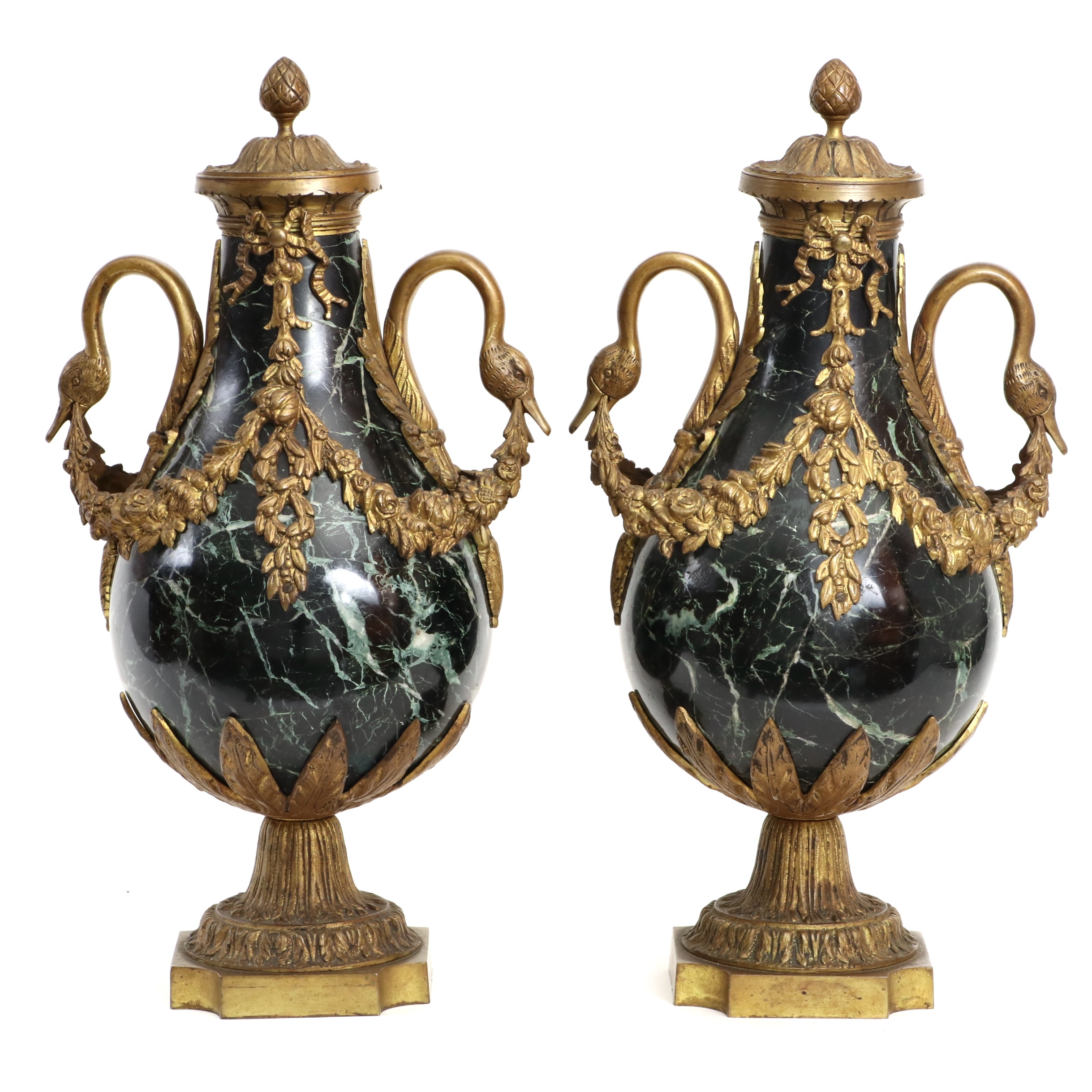 Louis XVI Style French  Black Marble and Ormolu Cassolettes, circa 1860