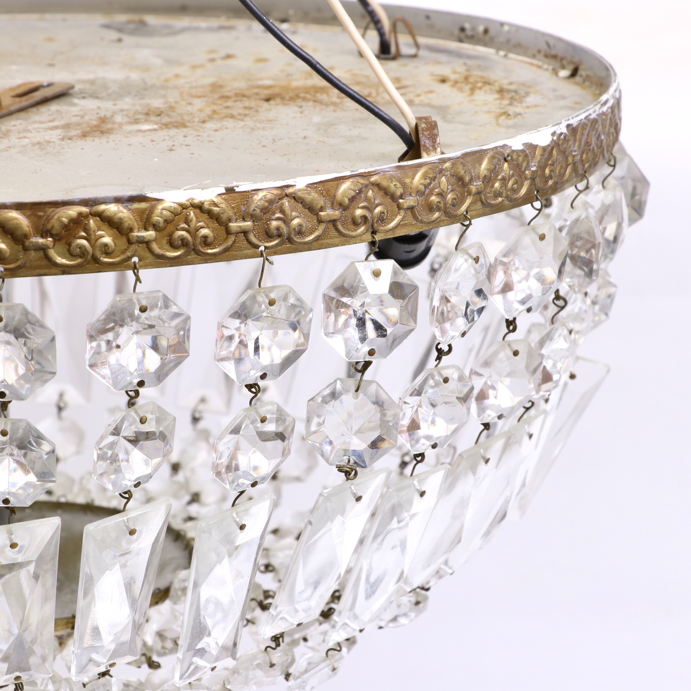 Italian Crystal Flush Mount Chandelier