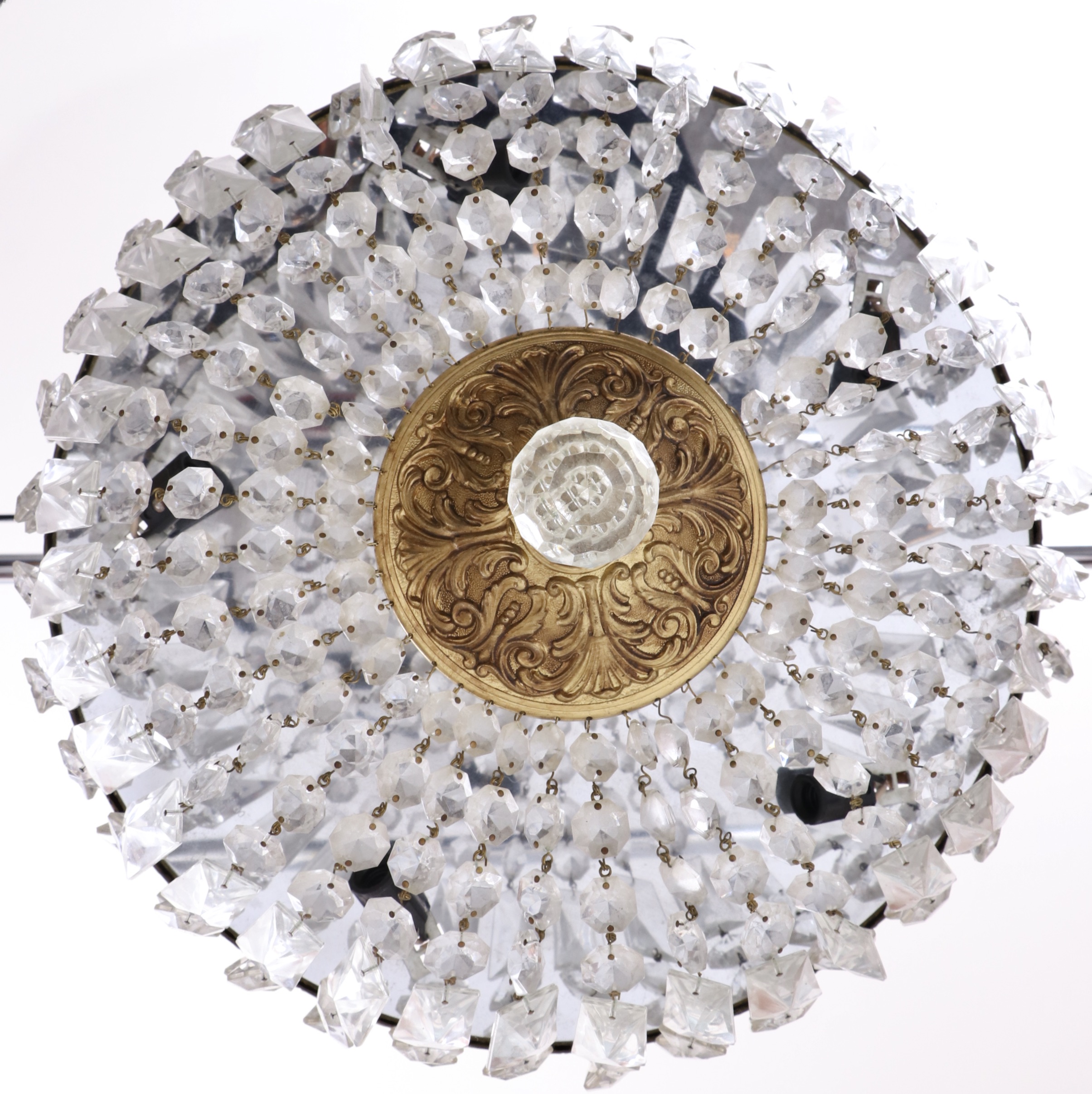 Italian Crystal Flush Mount Chandelier