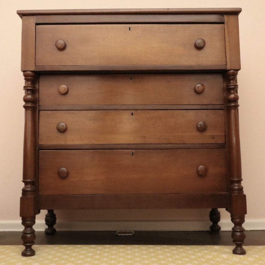 American Sheraton Poplar Chest of Drawers, Early 19th Century