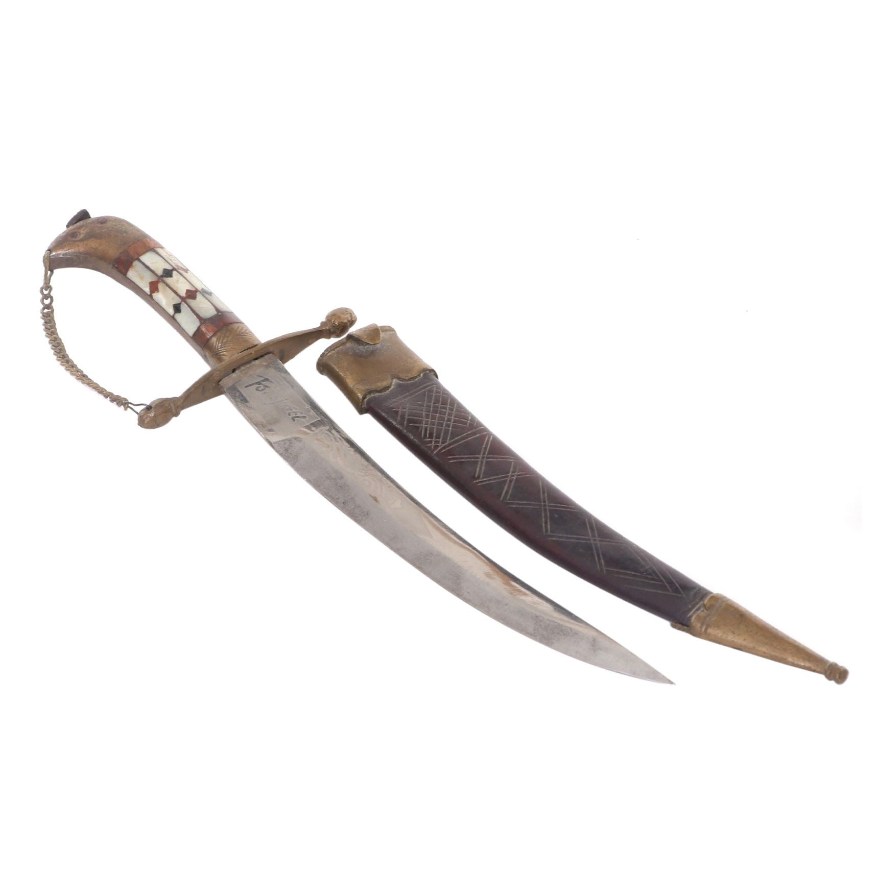 Victory Pure Steel MOP Curved Dagger Knife with Leather Scabbard