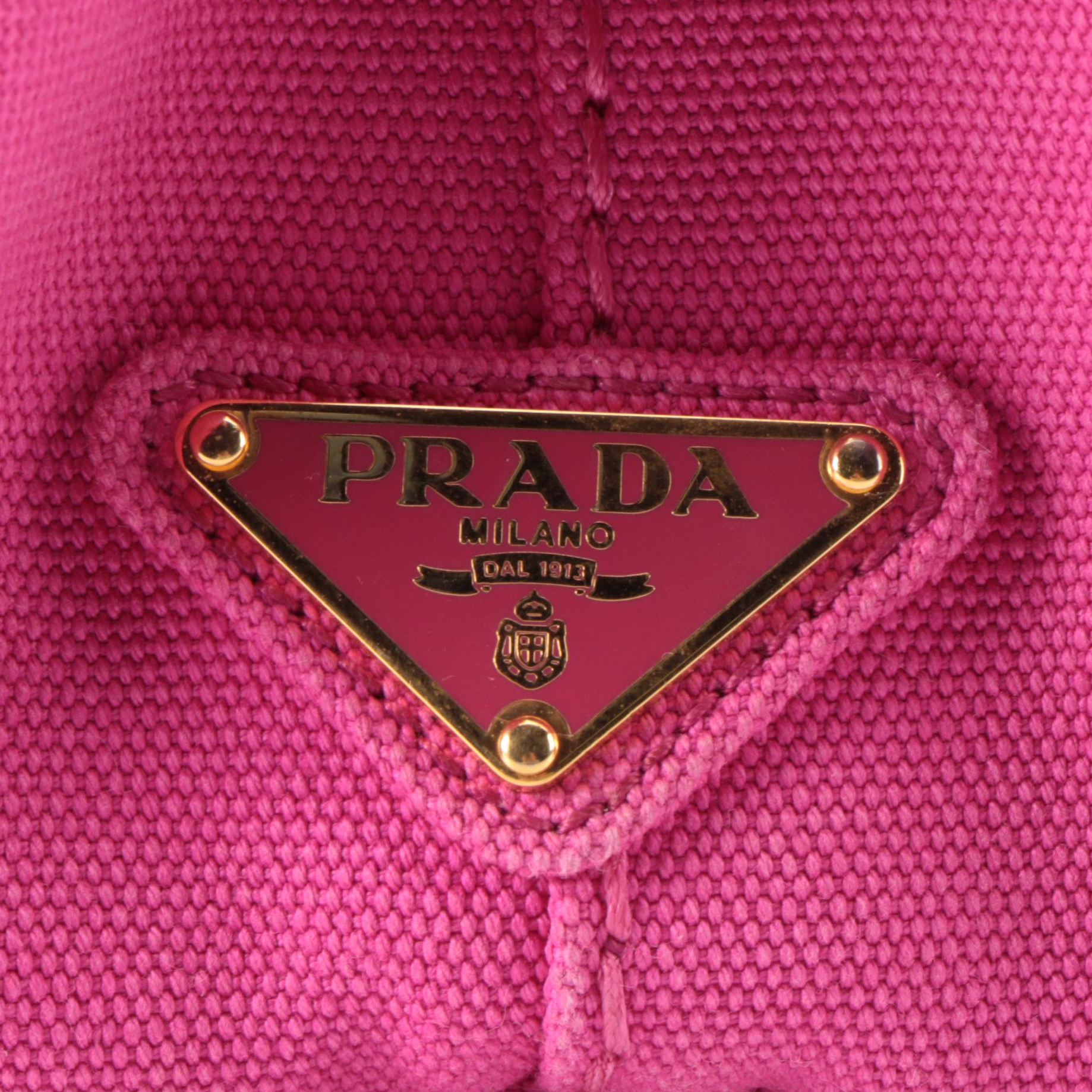 Prada Pink Canapa Logo Canvas Tote Bag