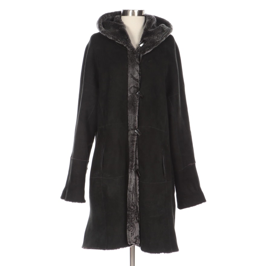 Harlin Reversible Shearling Hooded Coat