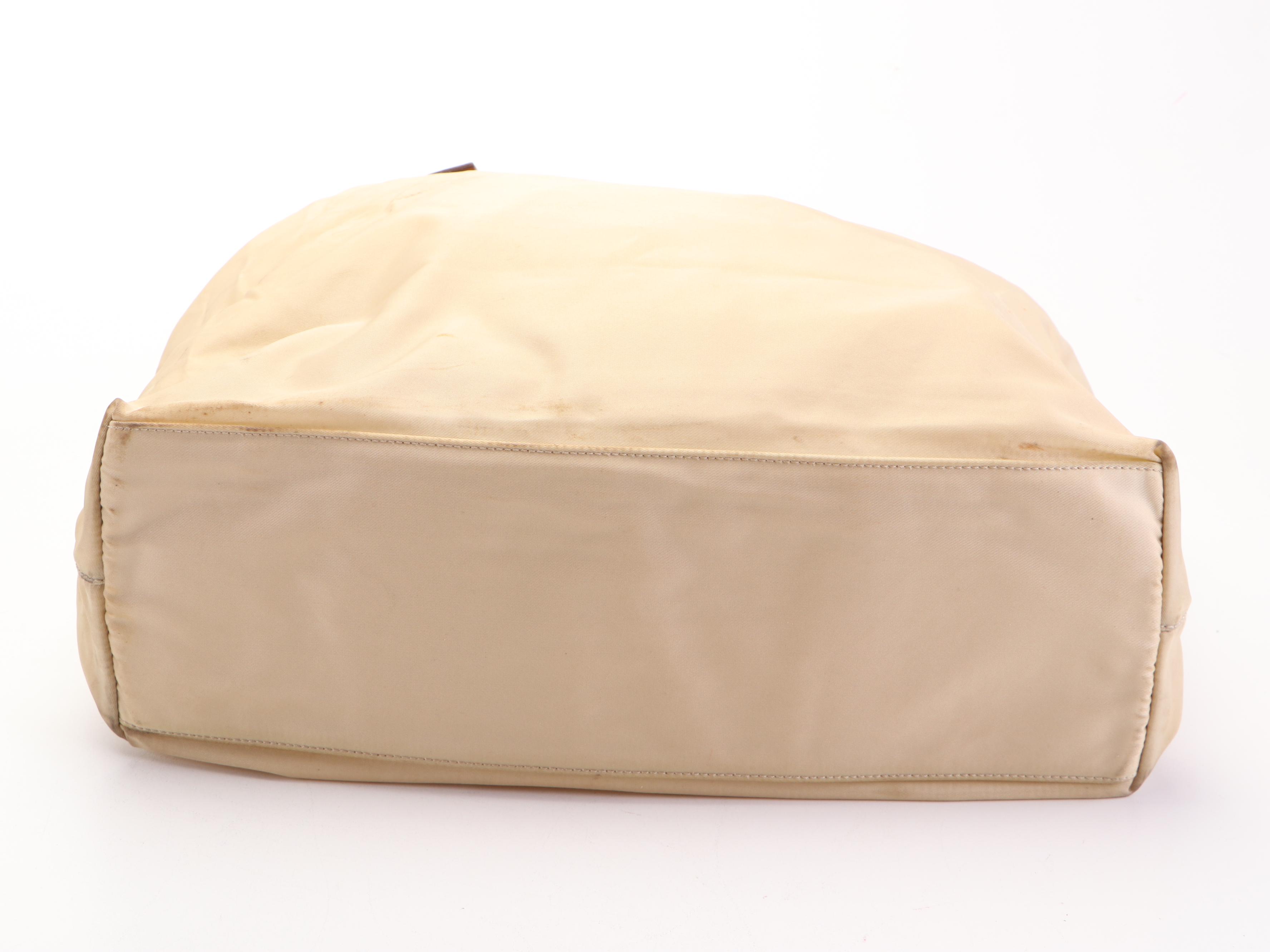 Prada Tessuto Tote in Beige Nylon and Leather Trim