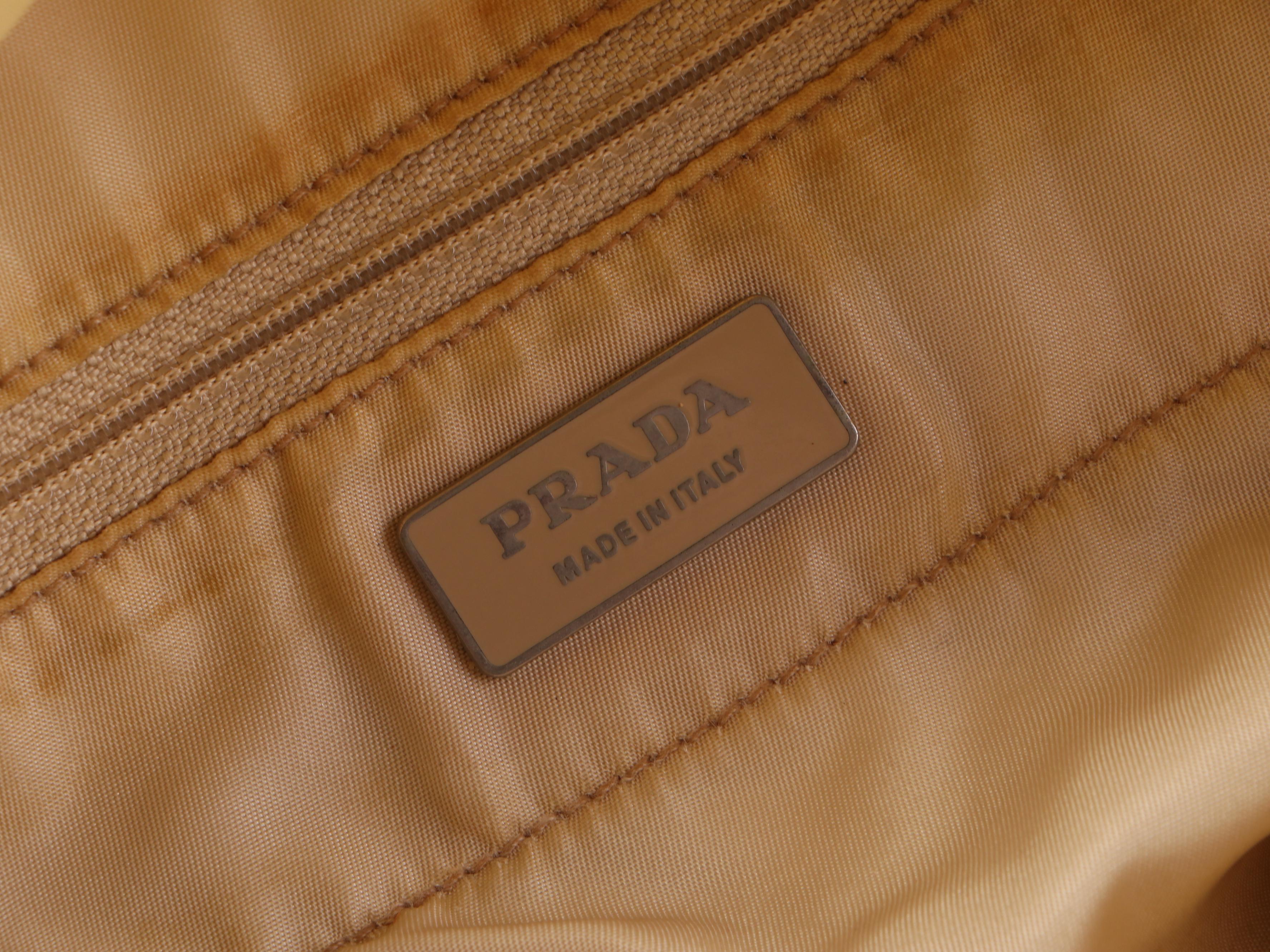 Prada Tessuto Tote in Beige Nylon and Leather Trim