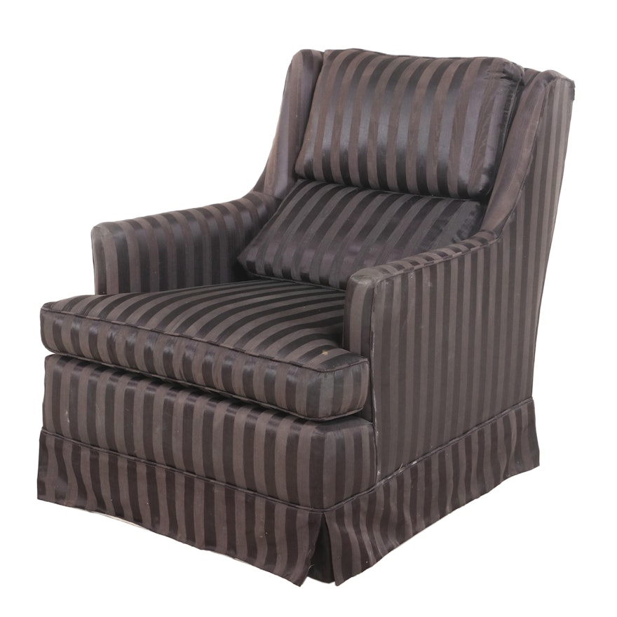 Custom-Upholstered Swivel-Rocking Wingback Armchair, Mid to Late 20th Century