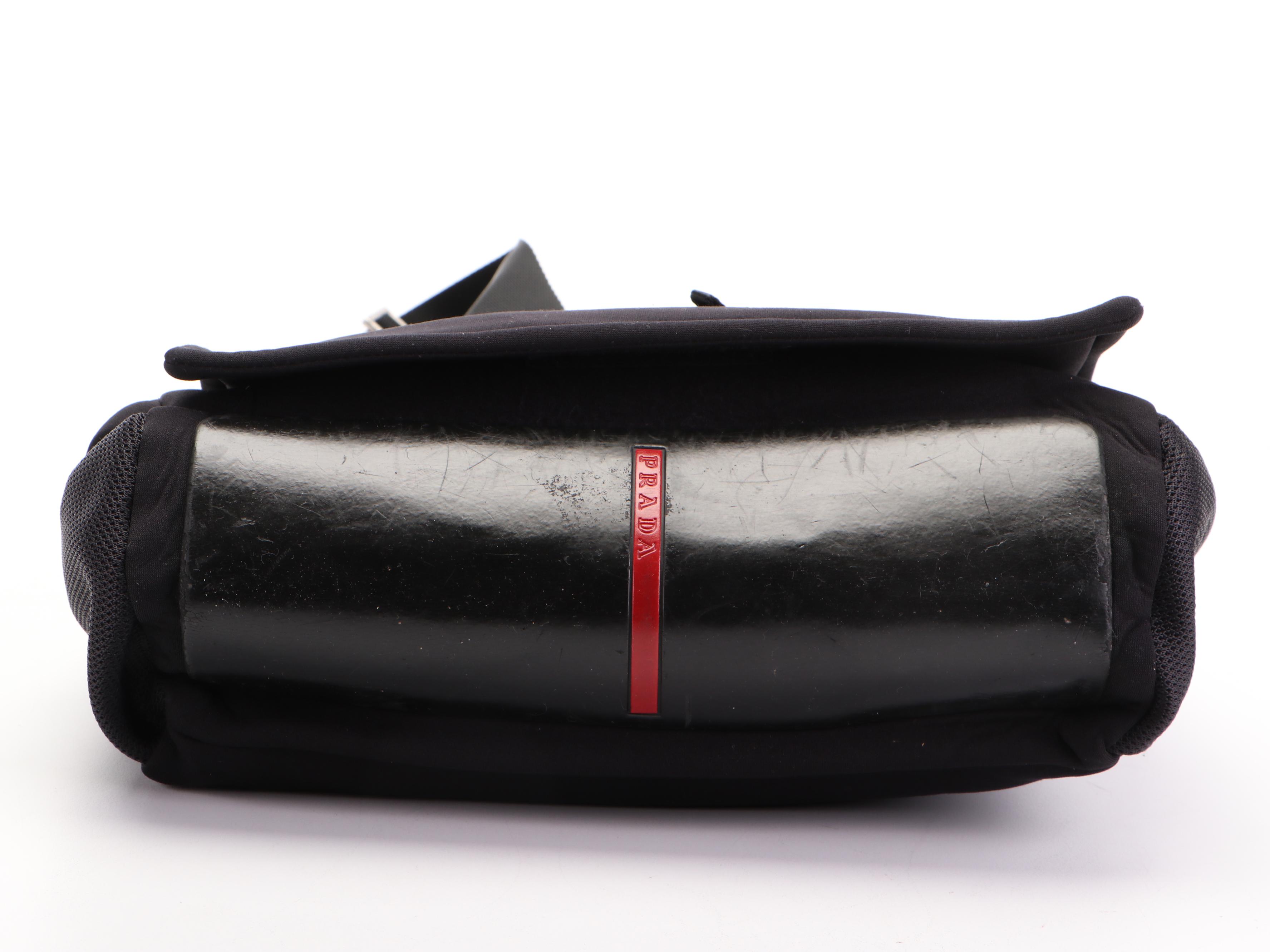 Prada Sling Messenger Bag in Black Neoprene with Leather