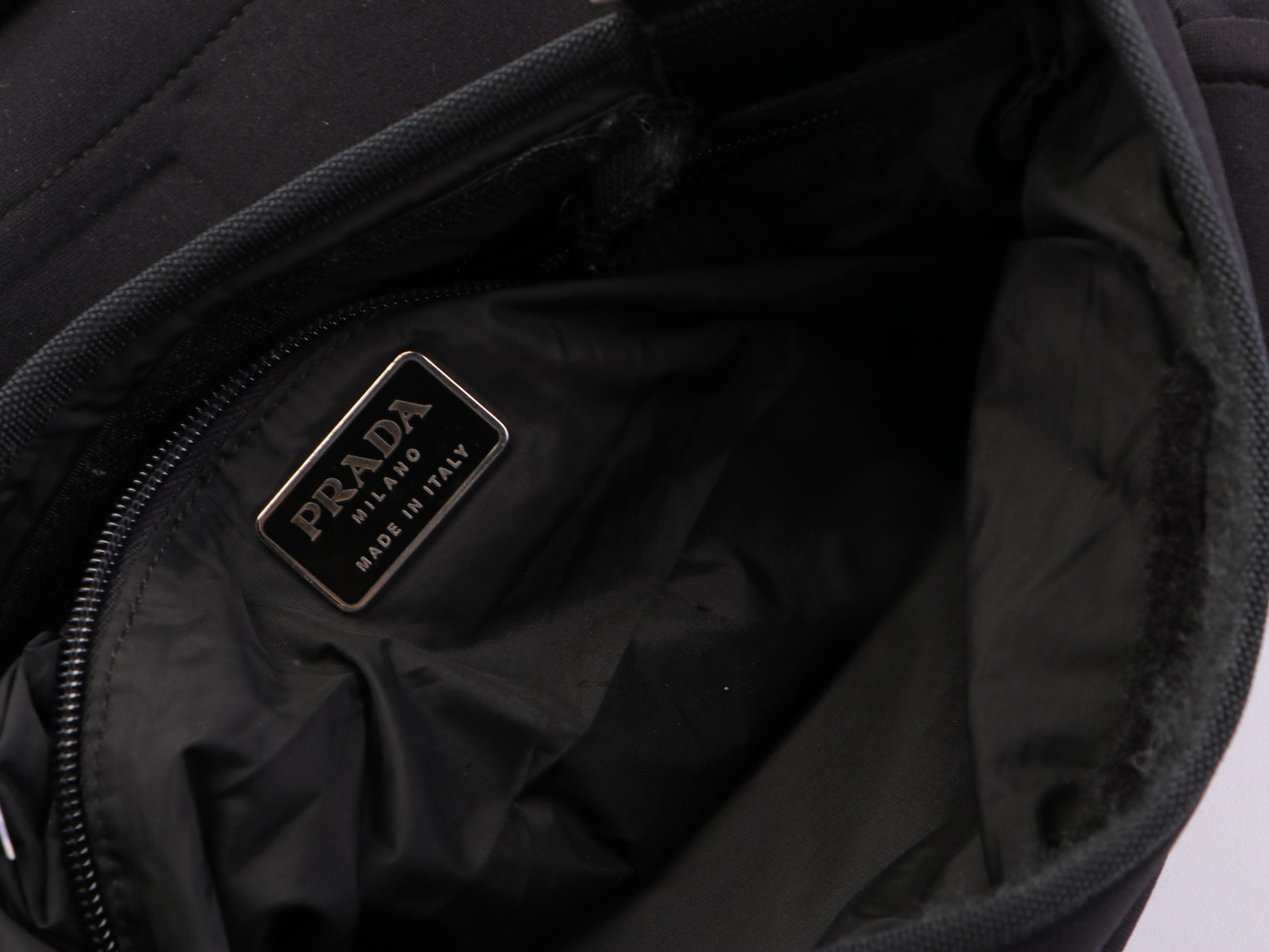 Prada Sling Messenger Bag in Black Neoprene with Leather