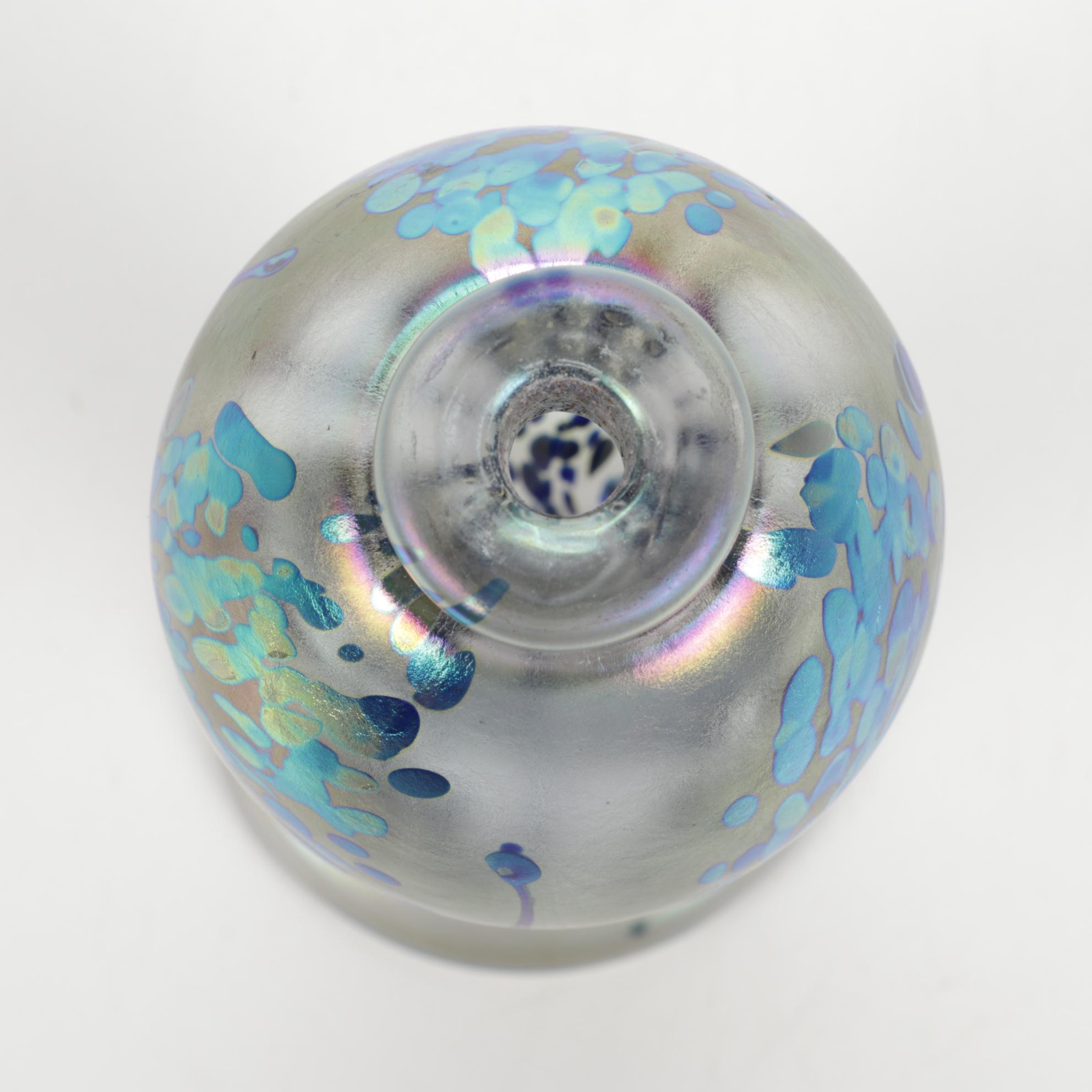 Robert Eickholt "Fireworks" Handblown Iridescent Art Glass Bud Vase, 2008