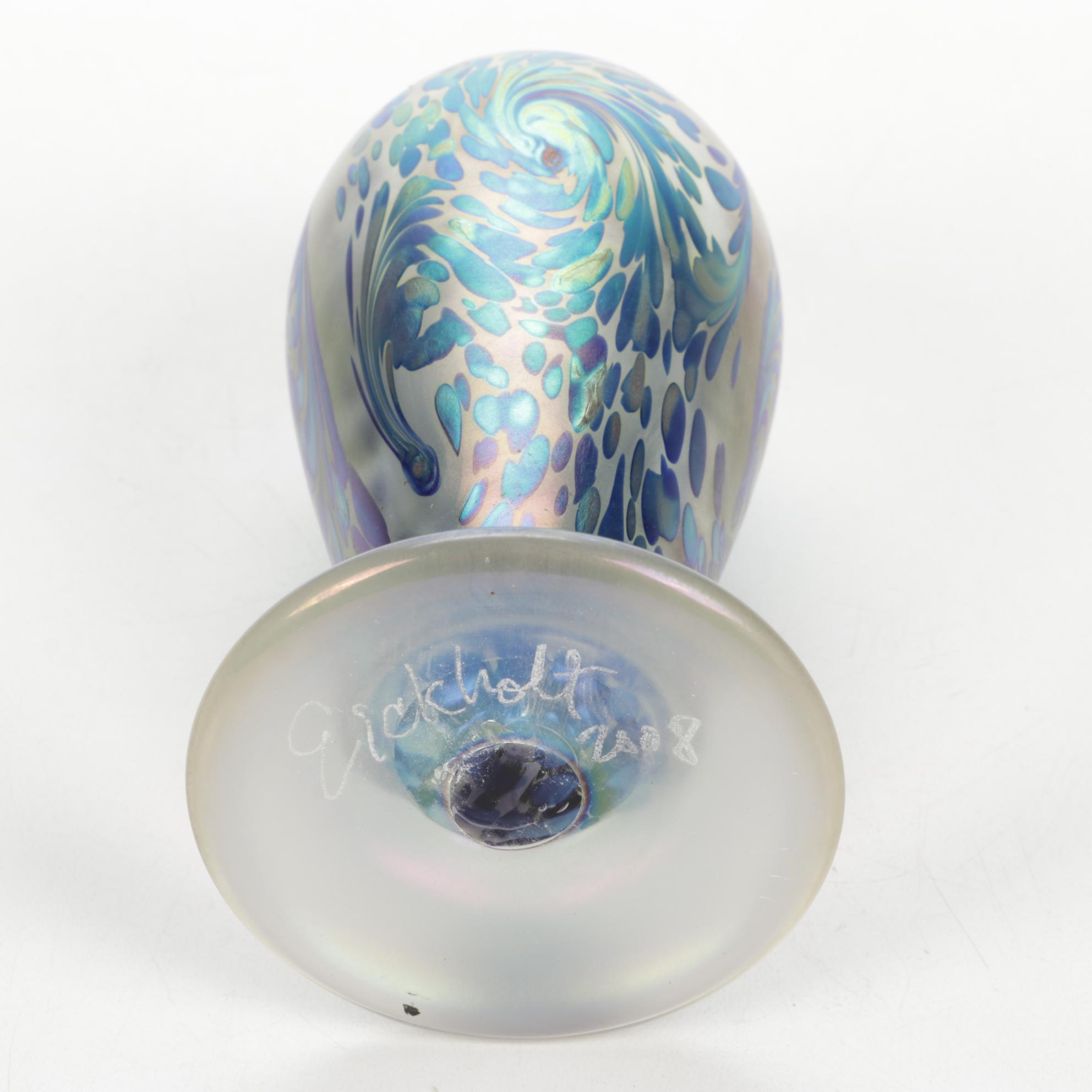 Robert Eickholt "Fireworks" Handblown Iridescent Art Glass Bud Vase, 2008