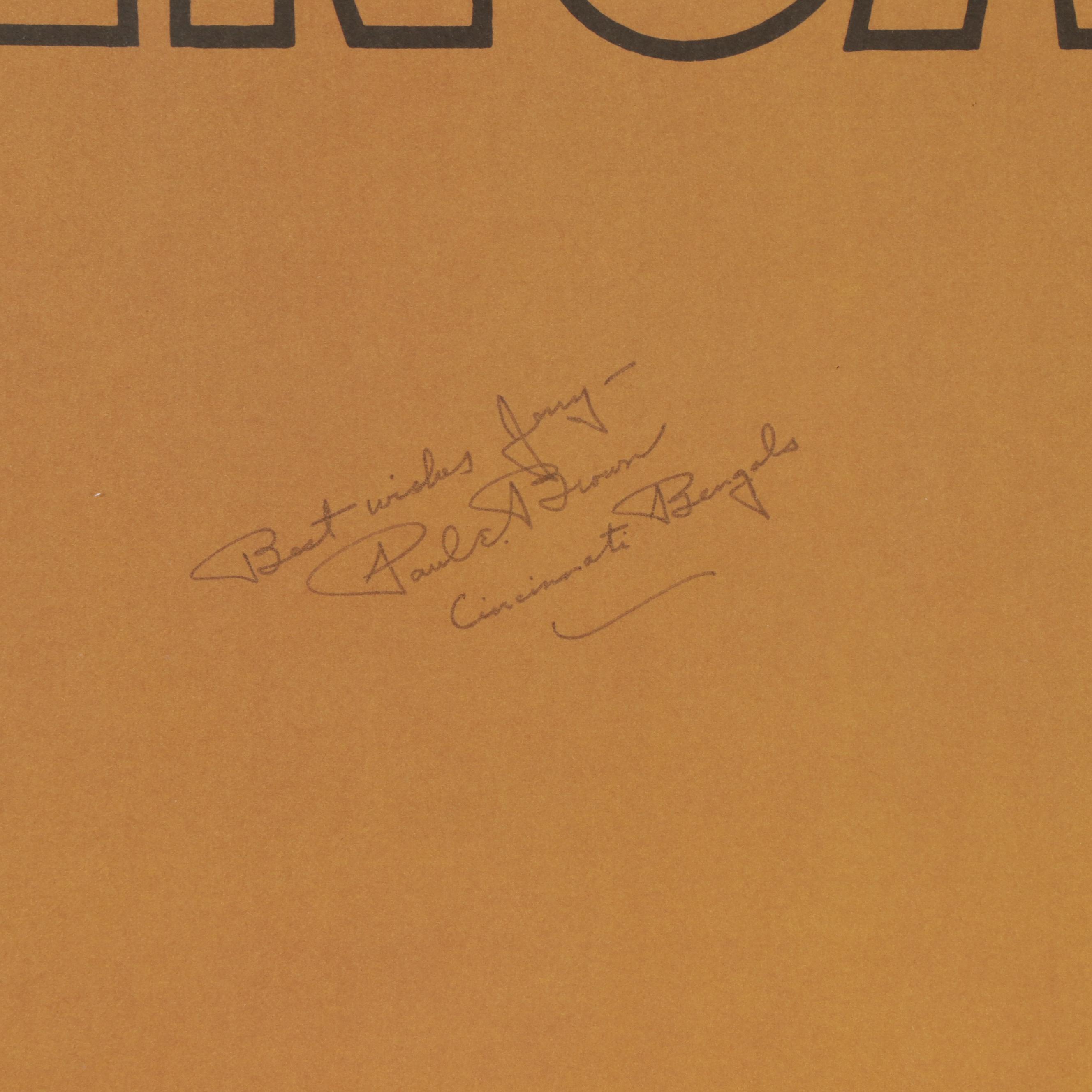 1970 Paul Brown Hall of Fame Owner and Head Coach Signed  NFL Bengals Poster