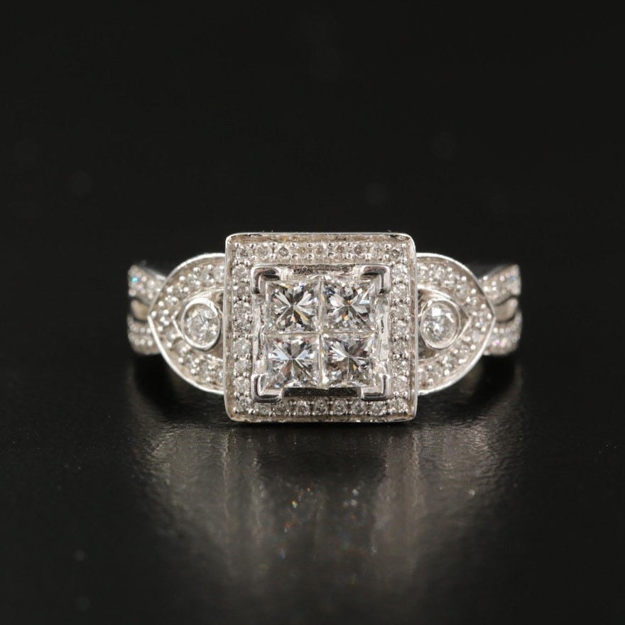 14K 1.03 CTW Diamond Cluster Ring