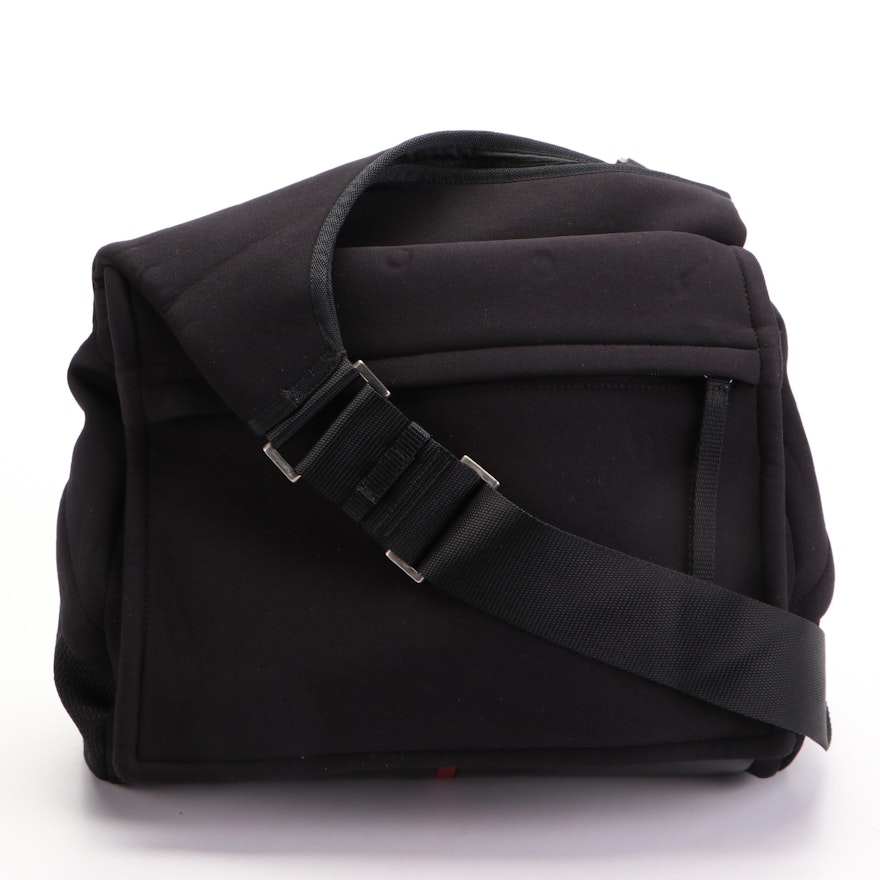 Prada Sling Messenger Bag in Black Neoprene with Leather