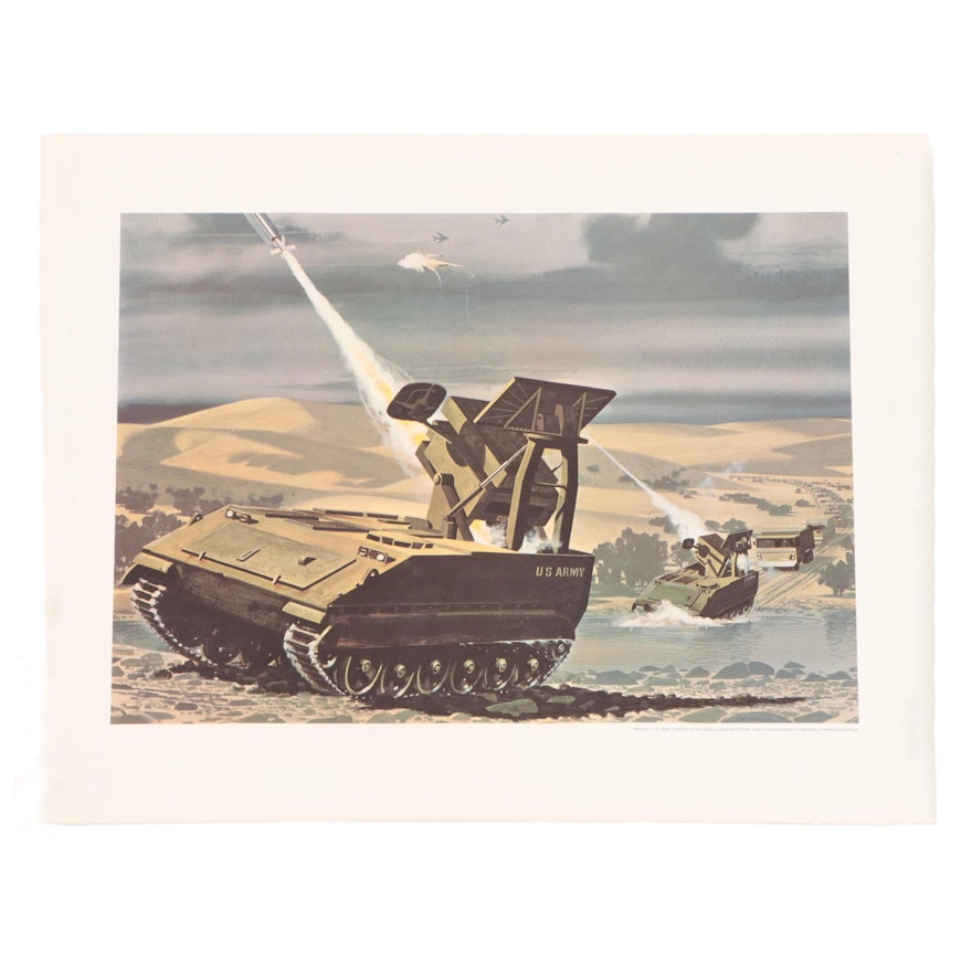 Offset Lithograph Poster of U.S. Army "Mauler" in Action, Late 20th Century