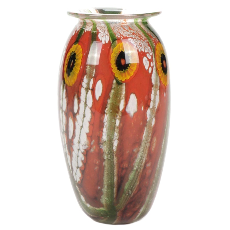 Robert Eickholt Handblown Art Glass Vase, 2008
