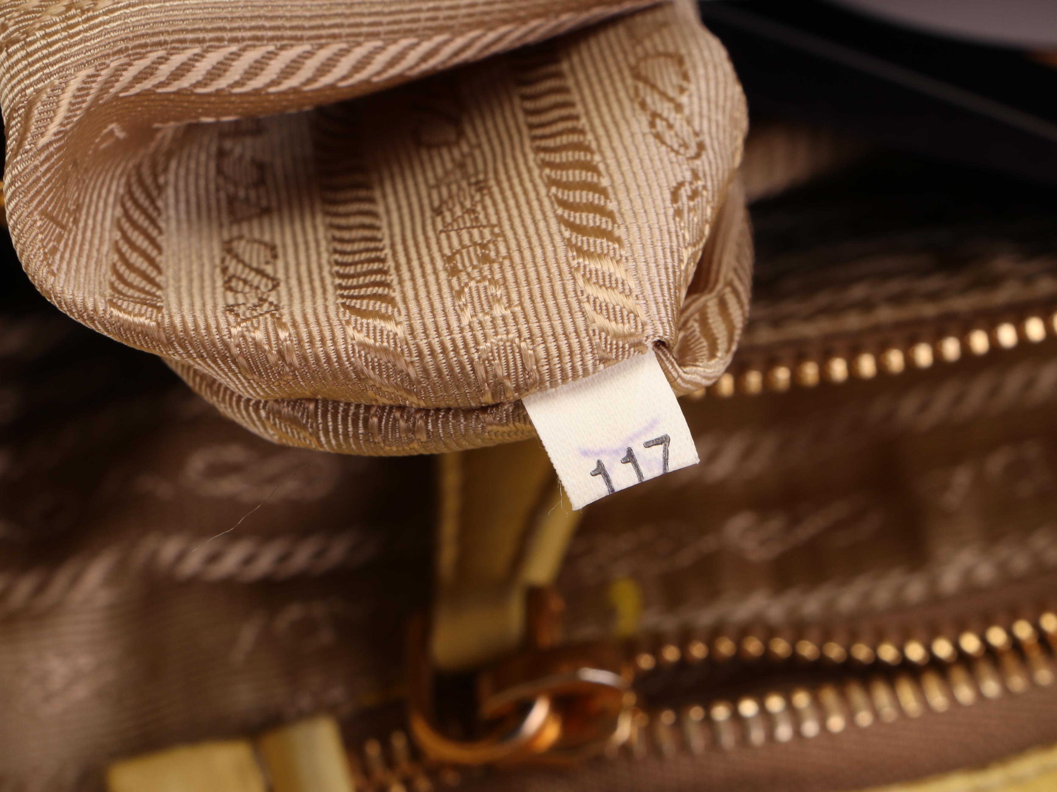 Prada Ruched Bow Bag in Polline Nappa Gaufre Leather